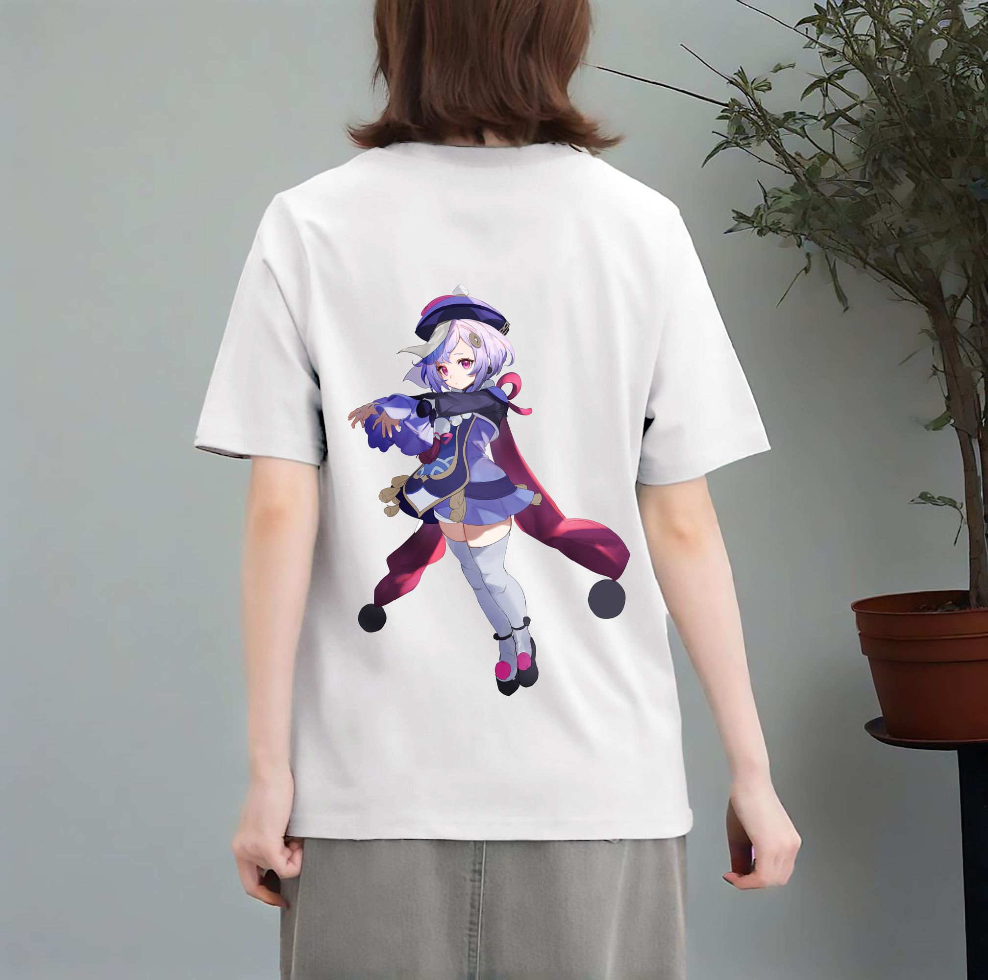 げんし神 七七 なな  genshin Nana レディース半袖Tシャツ(バックプリント)