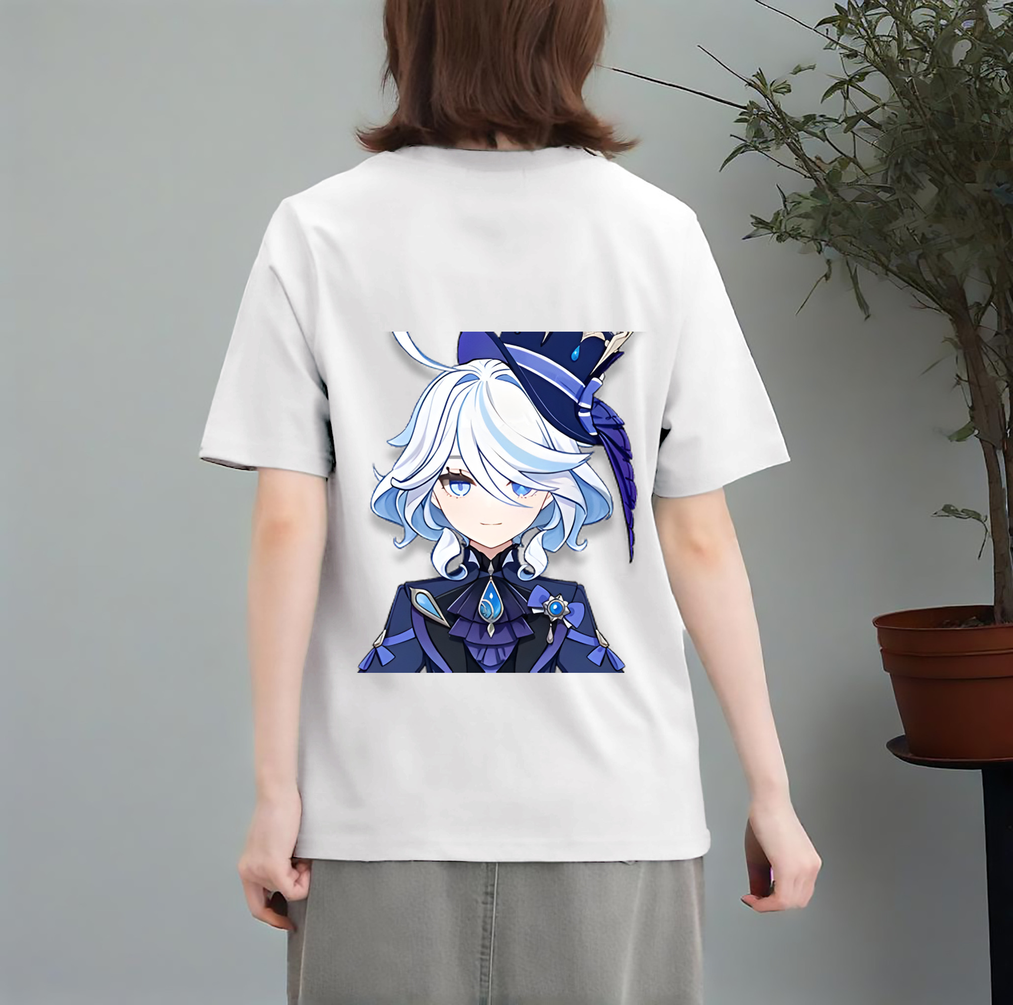 げんし神 フリーナ genshin Furina レディース半袖Tシャツ(バックプリント)