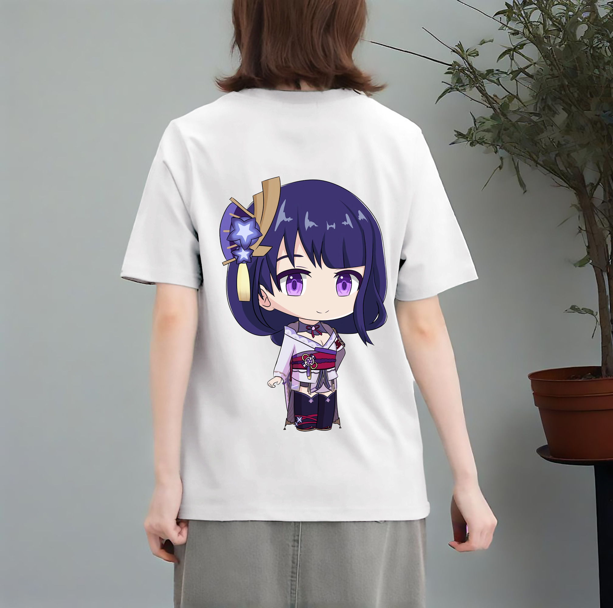 げんし神 雷電将軍 らいでんしょうぐん genshin Raiden Shogun レディース半袖Tシャツ(バックプリント)