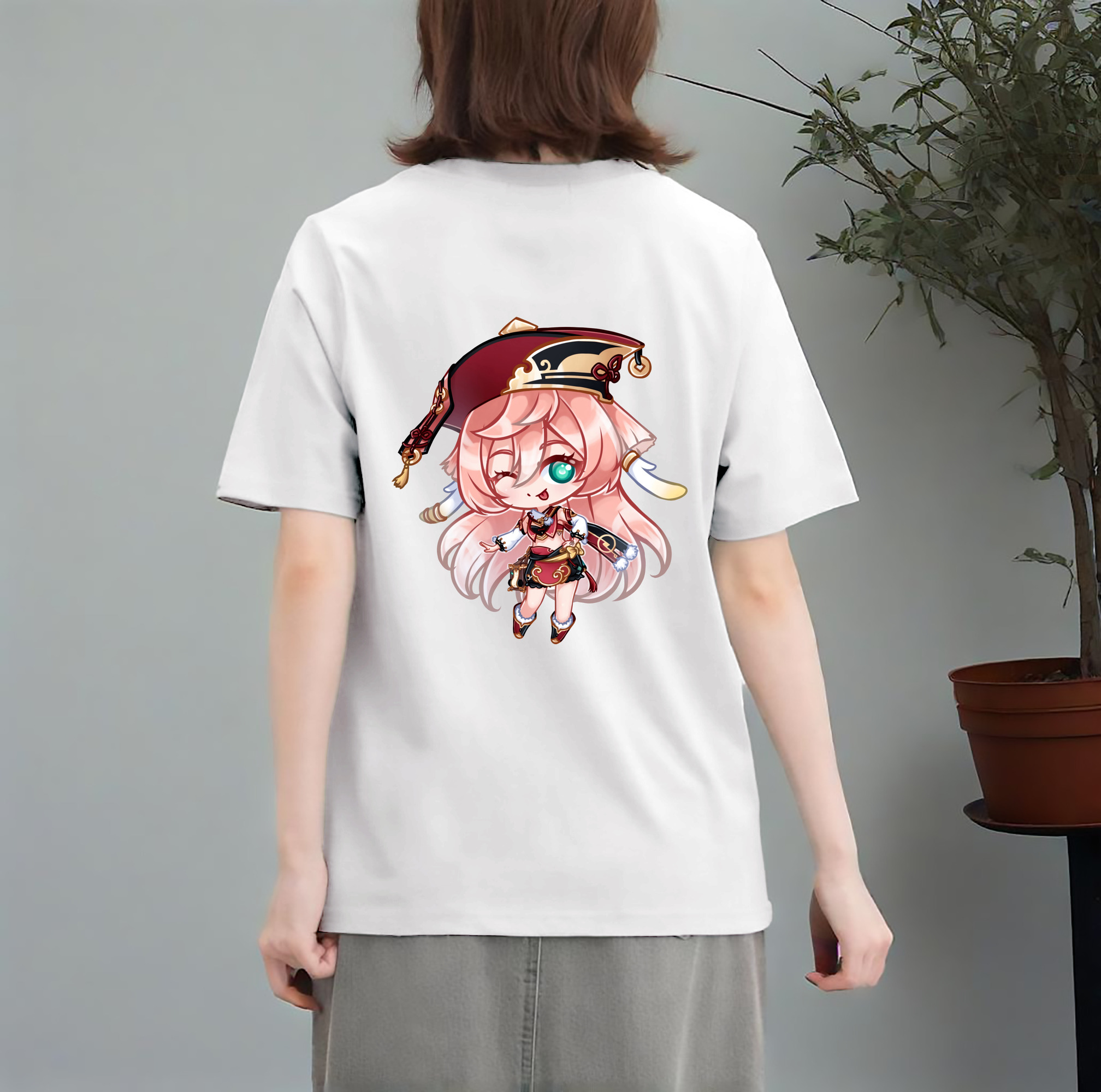 げんし神 ヤンフェイ genshin Yanfei レディース半袖Tシャツ(バックプリント)