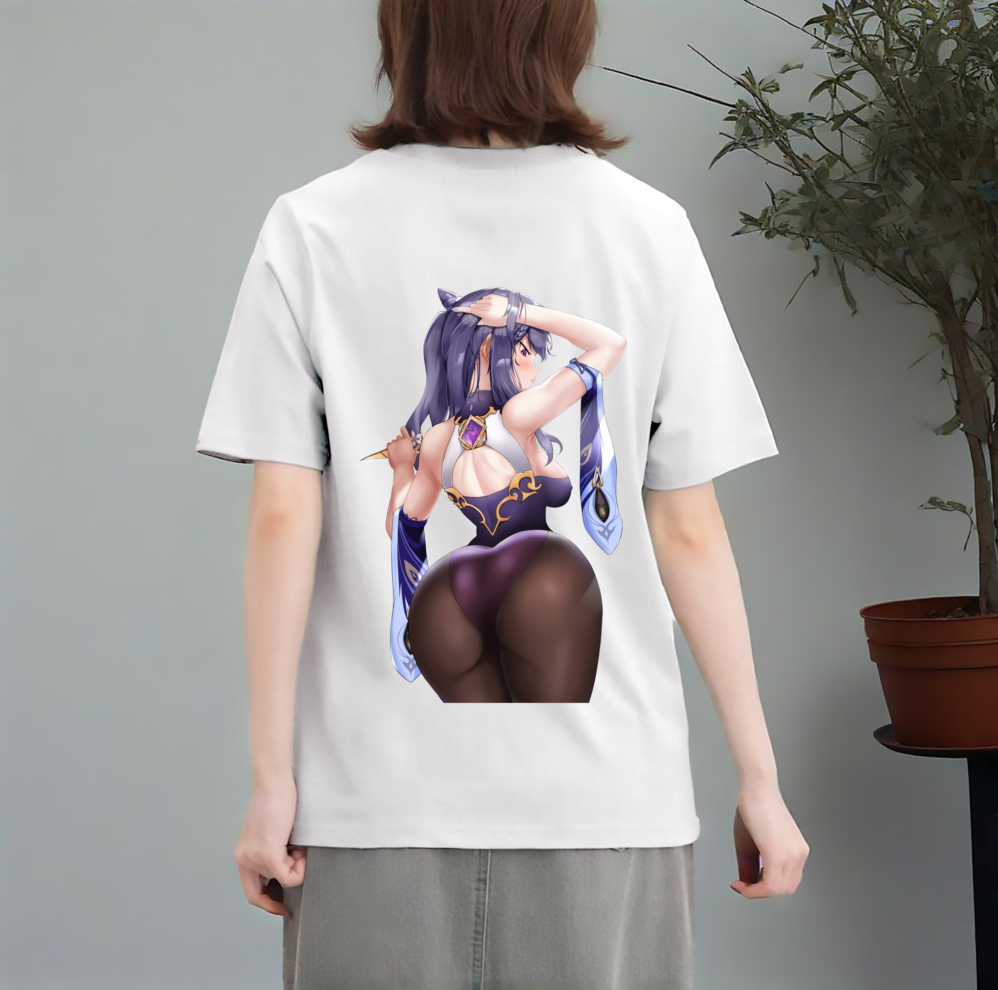 げんし神 刻晴 こくせい genshin Kokusei レディース半袖Tシャツ(バックプリント)