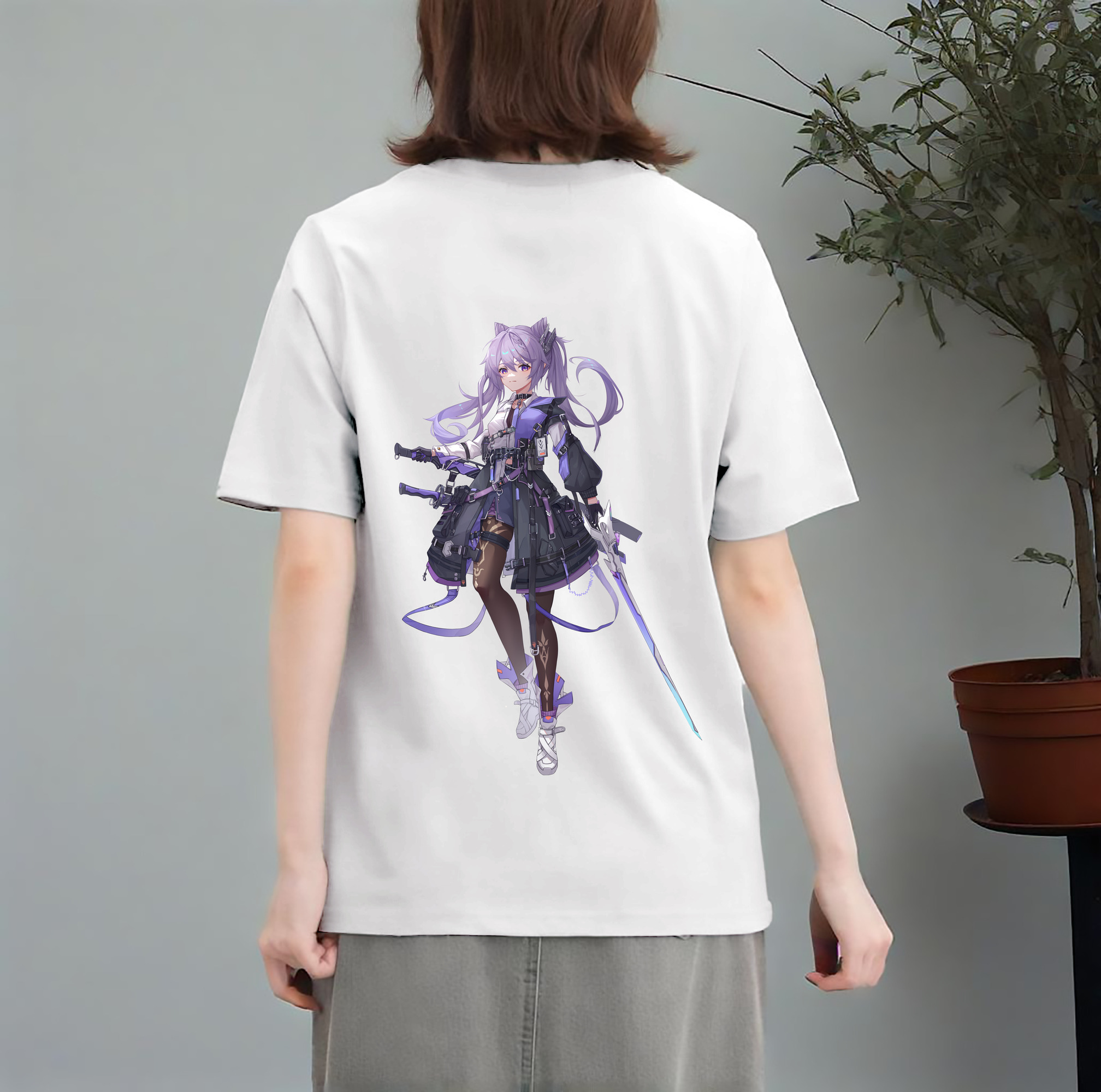 げんし神 刻晴 こくせい genshin Kokusei レディース半袖Tシャツ(バックプリント)