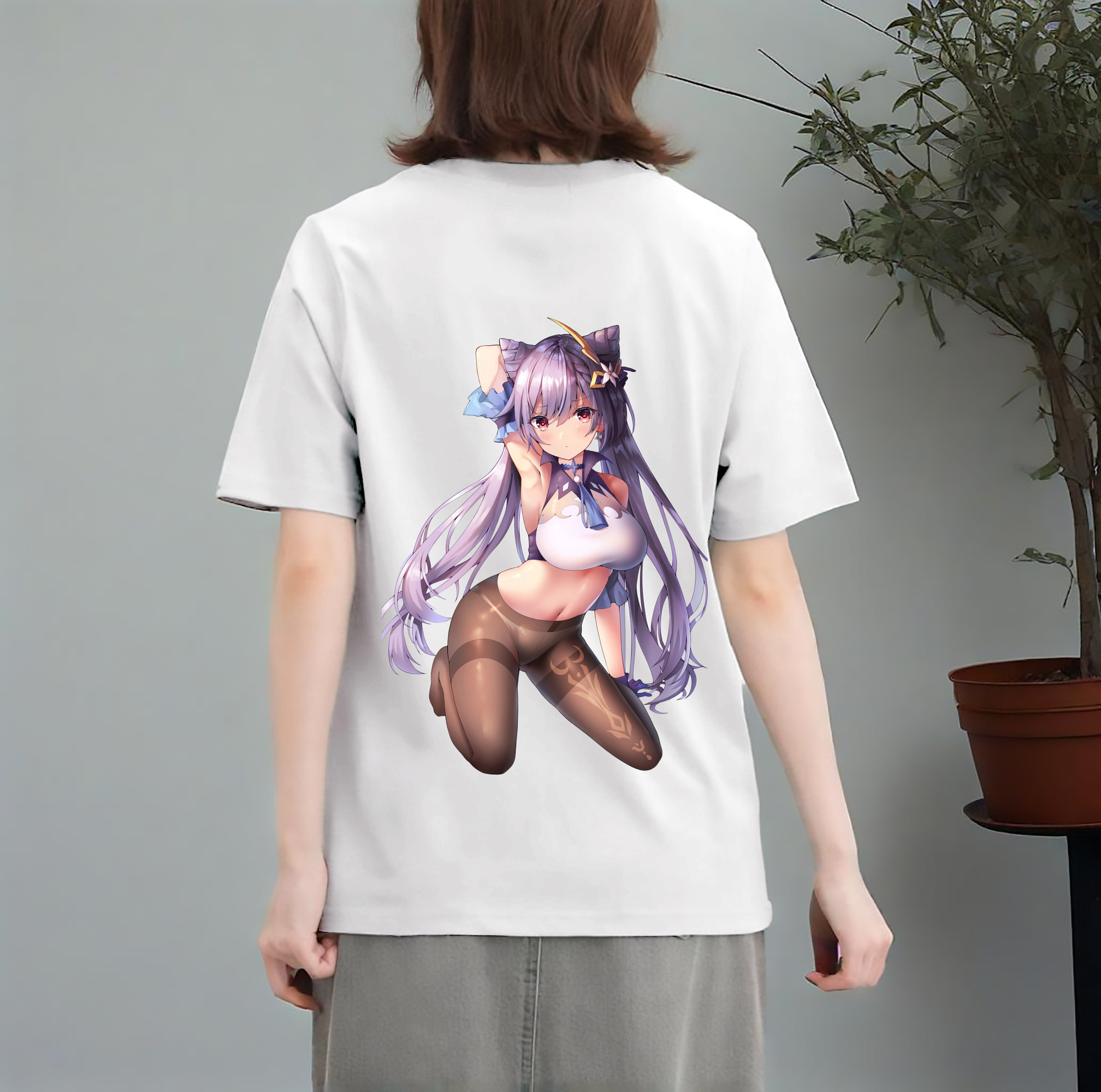 げんし神 刻晴 こくせい genshin Kokusei レディース半袖Tシャツ(バックプリント)