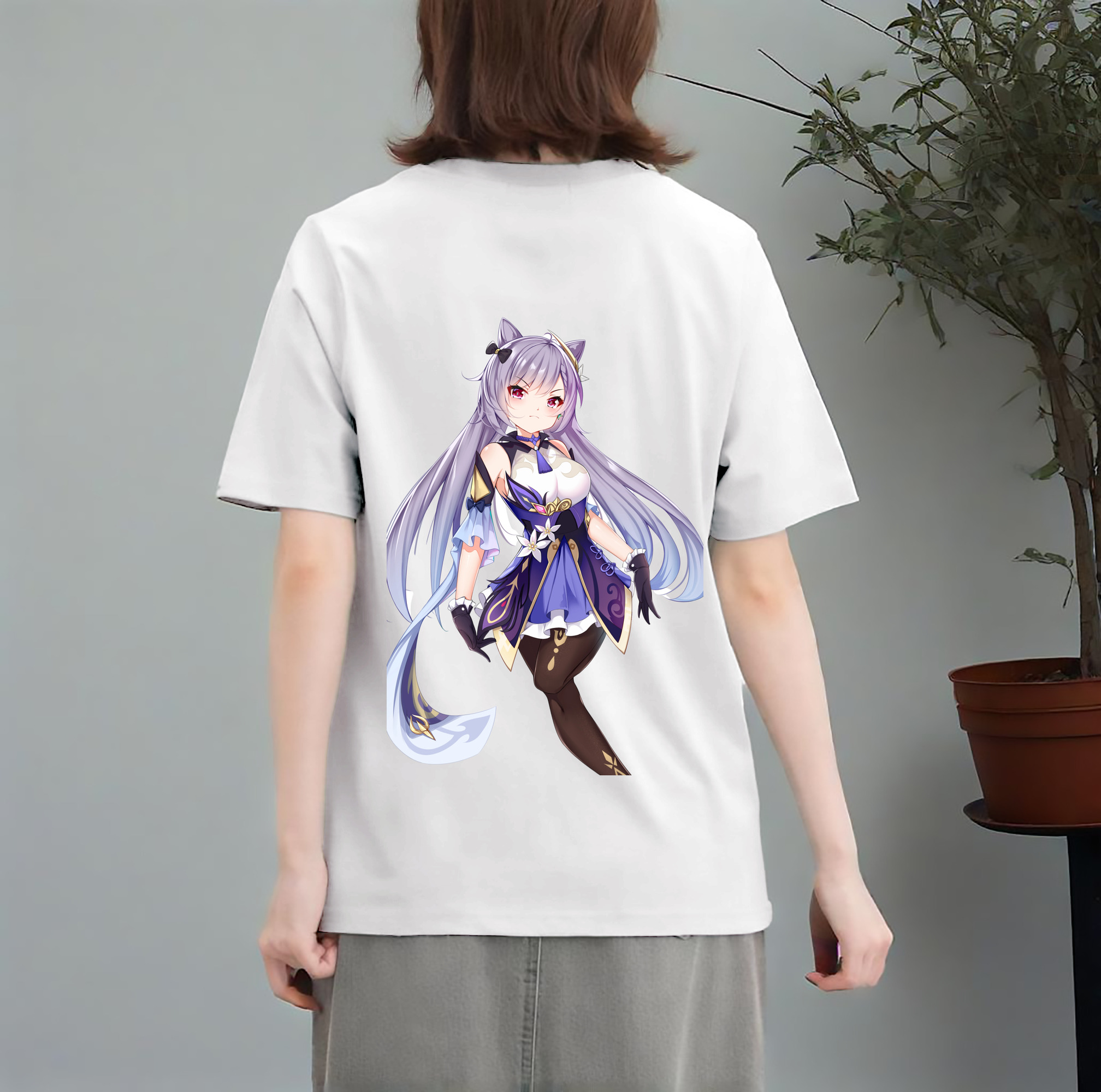 げんし神 刻晴 こくせい genshin Kokusei レディース半袖Tシャツ(バックプリント)