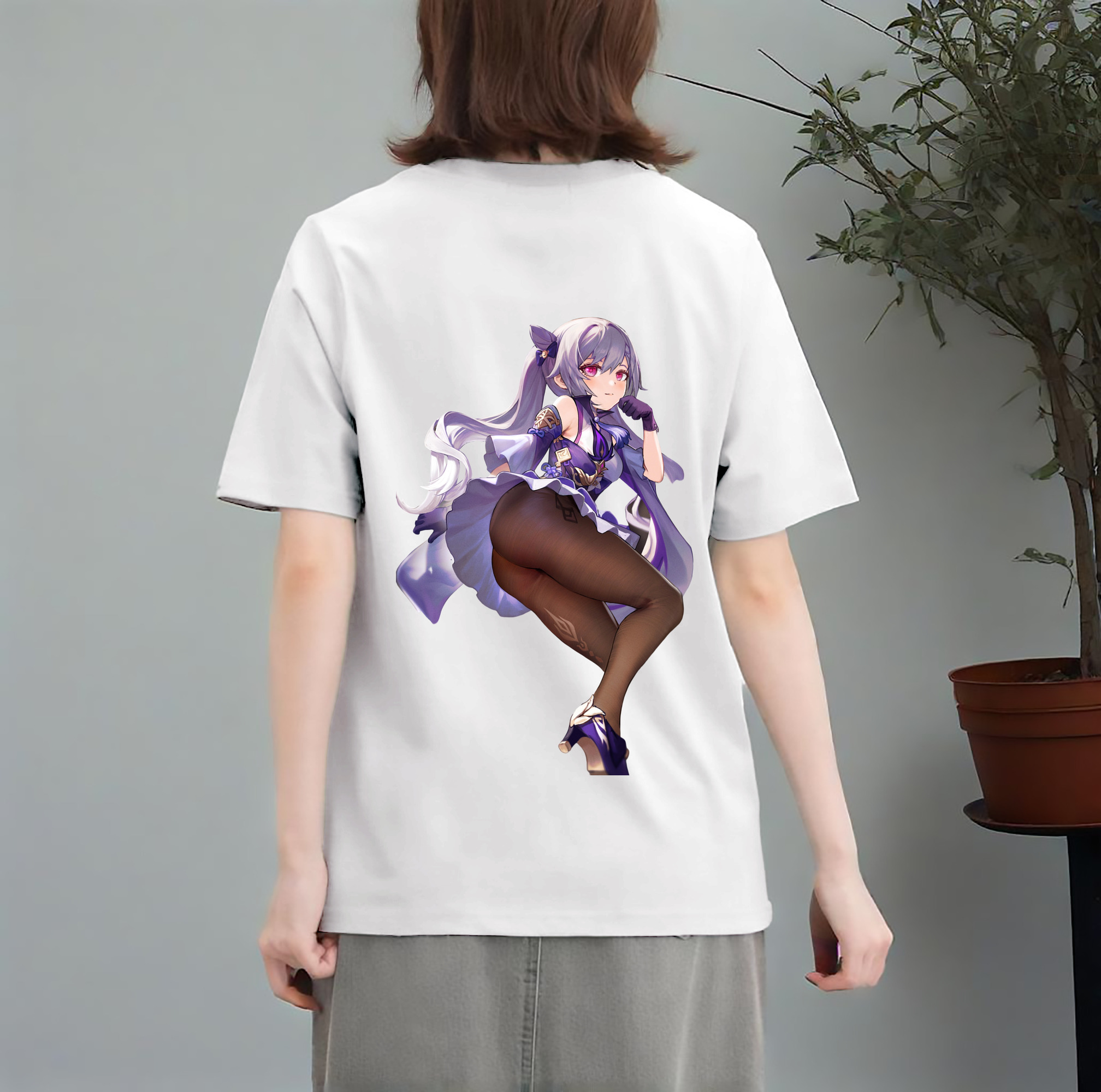 げんし神 刻晴 こくせい genshin Kokusei レディース半袖Tシャツ(バックプリント)