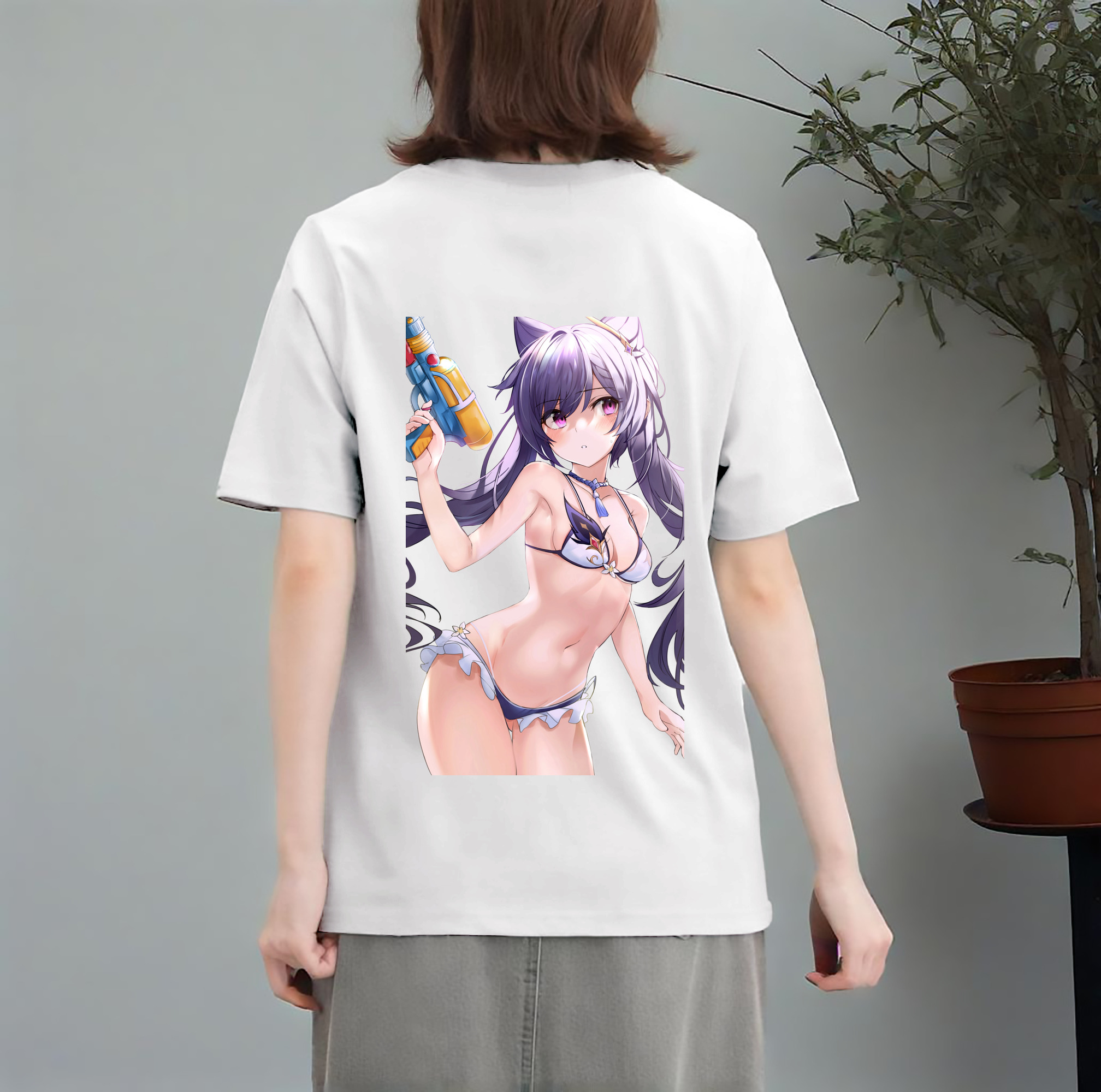 げんし神 刻晴 こくせい genshin Kokusei レディース半袖Tシャツ(バックプリント)