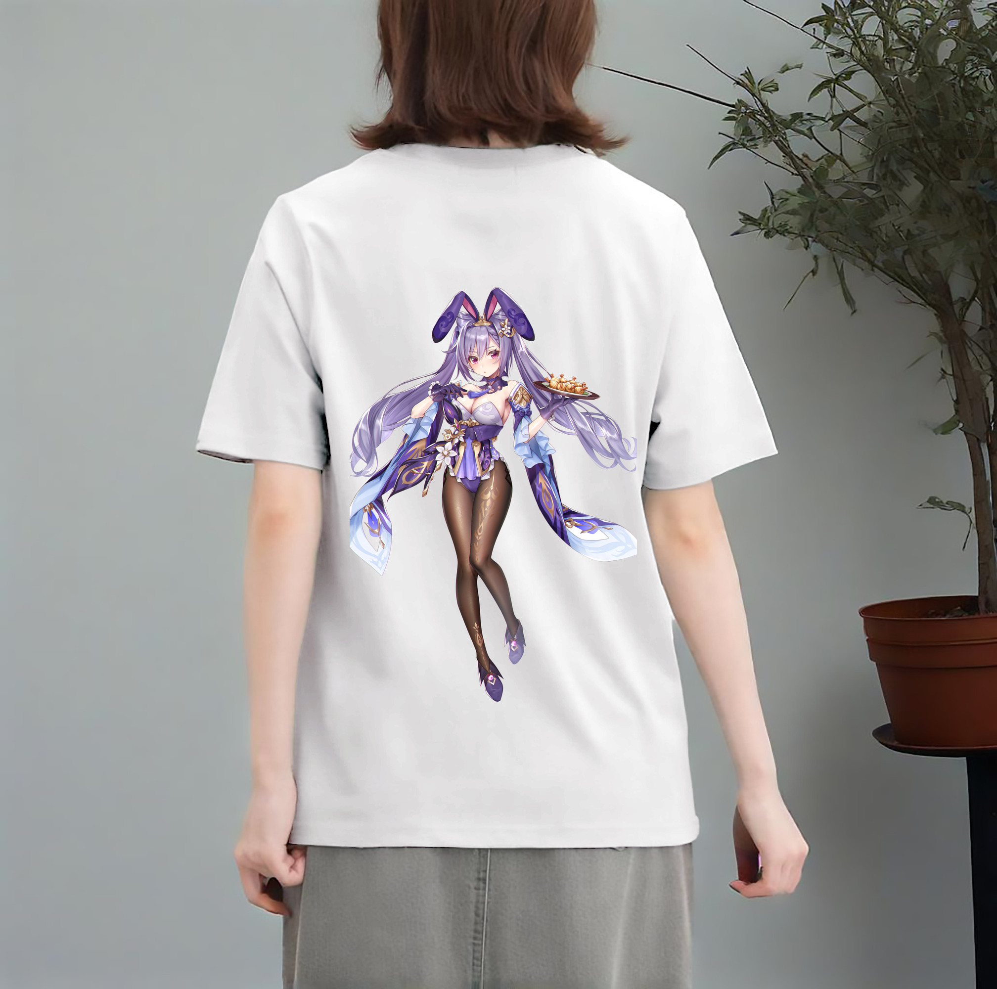 げんし神 刻晴 こくせい genshin Kokusei レディース半袖Tシャツ(バックプリント)