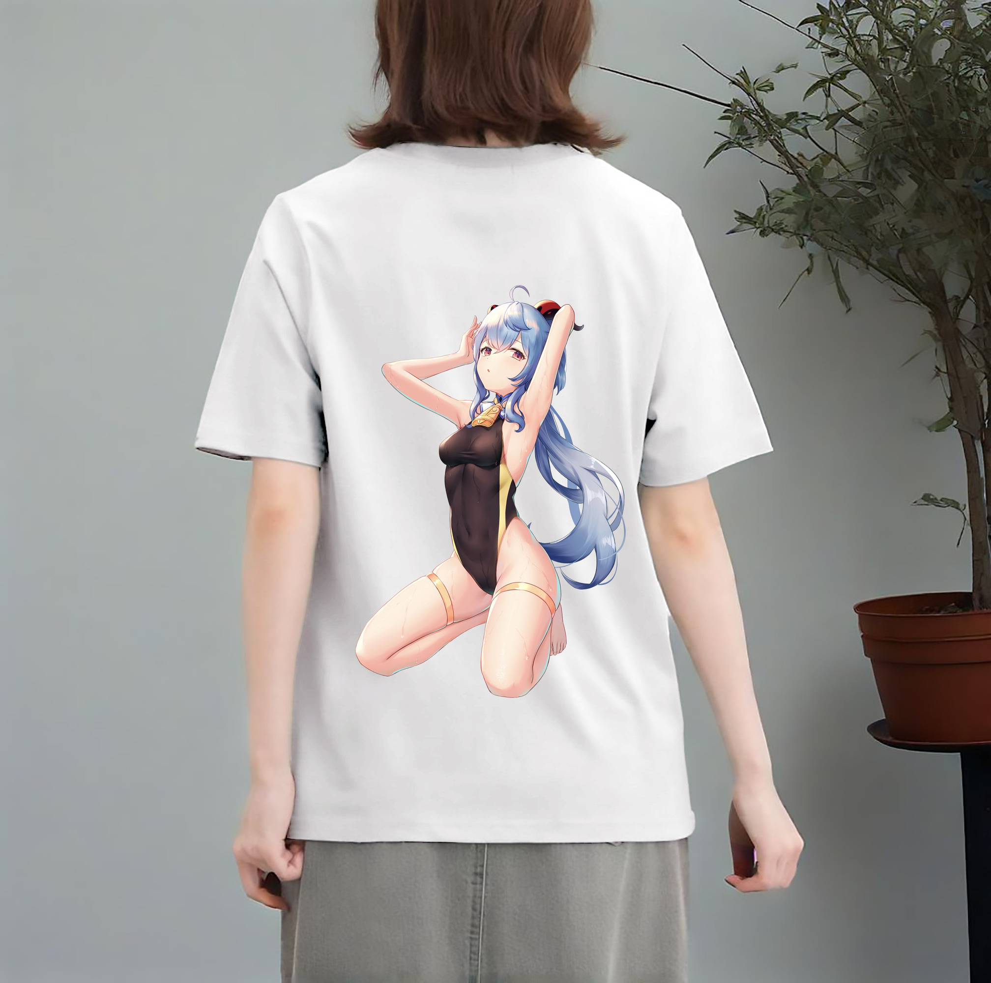 げんし神 甘雨 かんう genshin Ganyu レディース半袖Tシャツ(バックプリント)