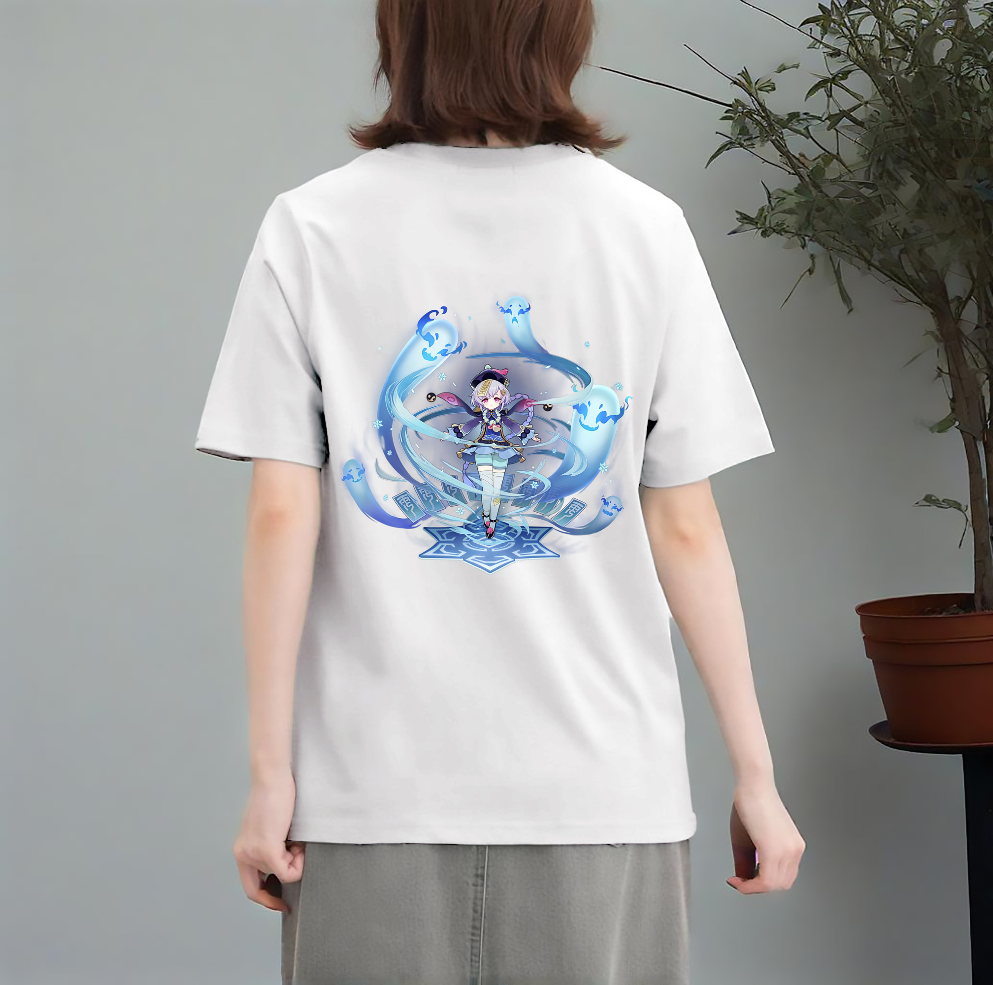 げんし神 七七 なな  genshin Nana レディース半袖Tシャツ(バックプリント)