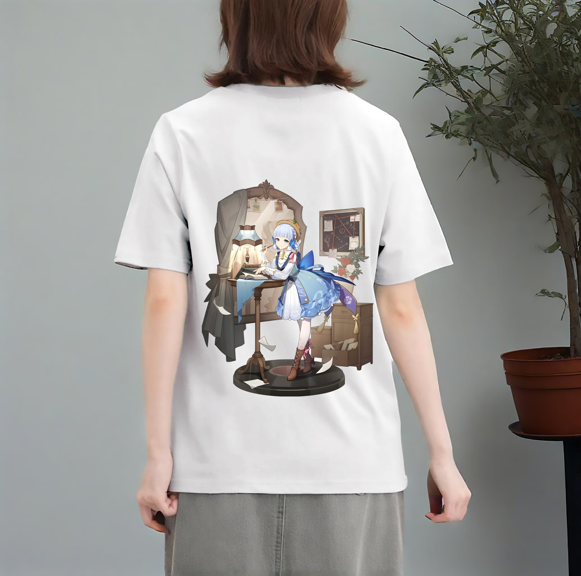 げんし神 神里綾華 神宮寺レン genshin Kamimiya Ren レディース半袖Tシャツ(バックプリント)