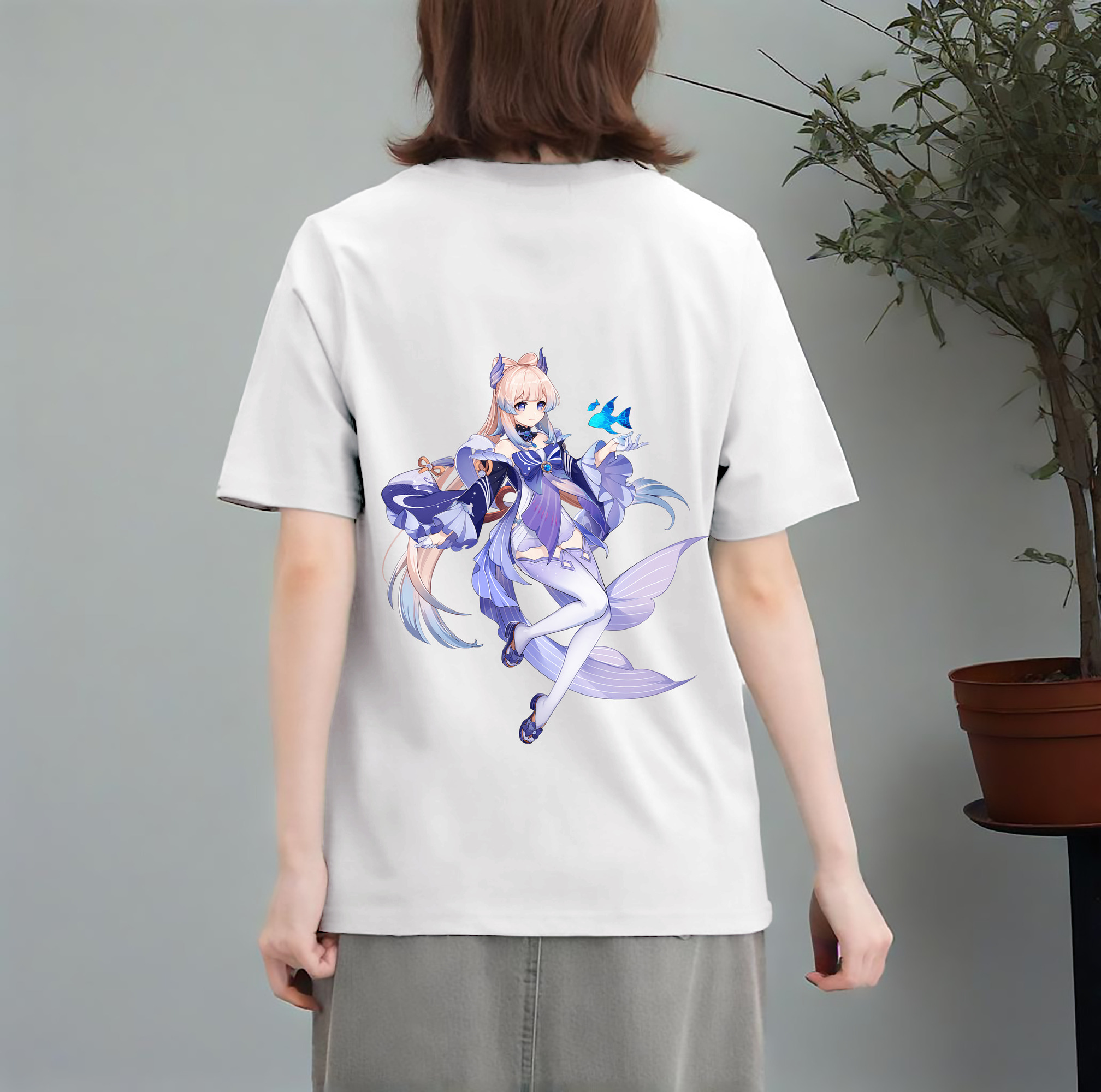 げんし神 珊瑚宮心海 サンゴノミヤ・ココミ genshin Sangonomiya Kokomi レディース半袖Tシャツ(バックプリント)