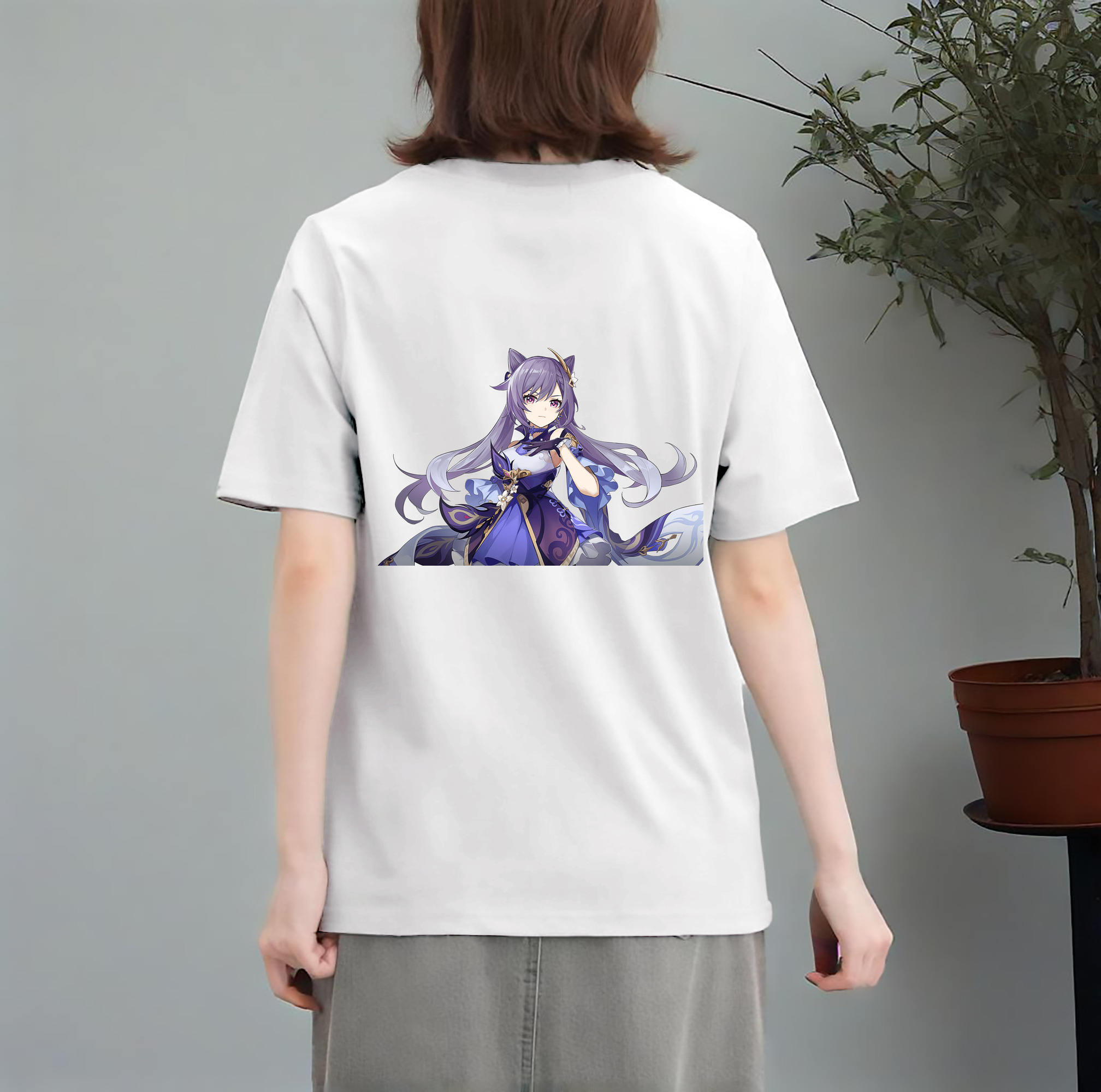 げんし神 刻晴 こくせい genshin Kokusei レディース半袖Tシャツ(バックプリント)