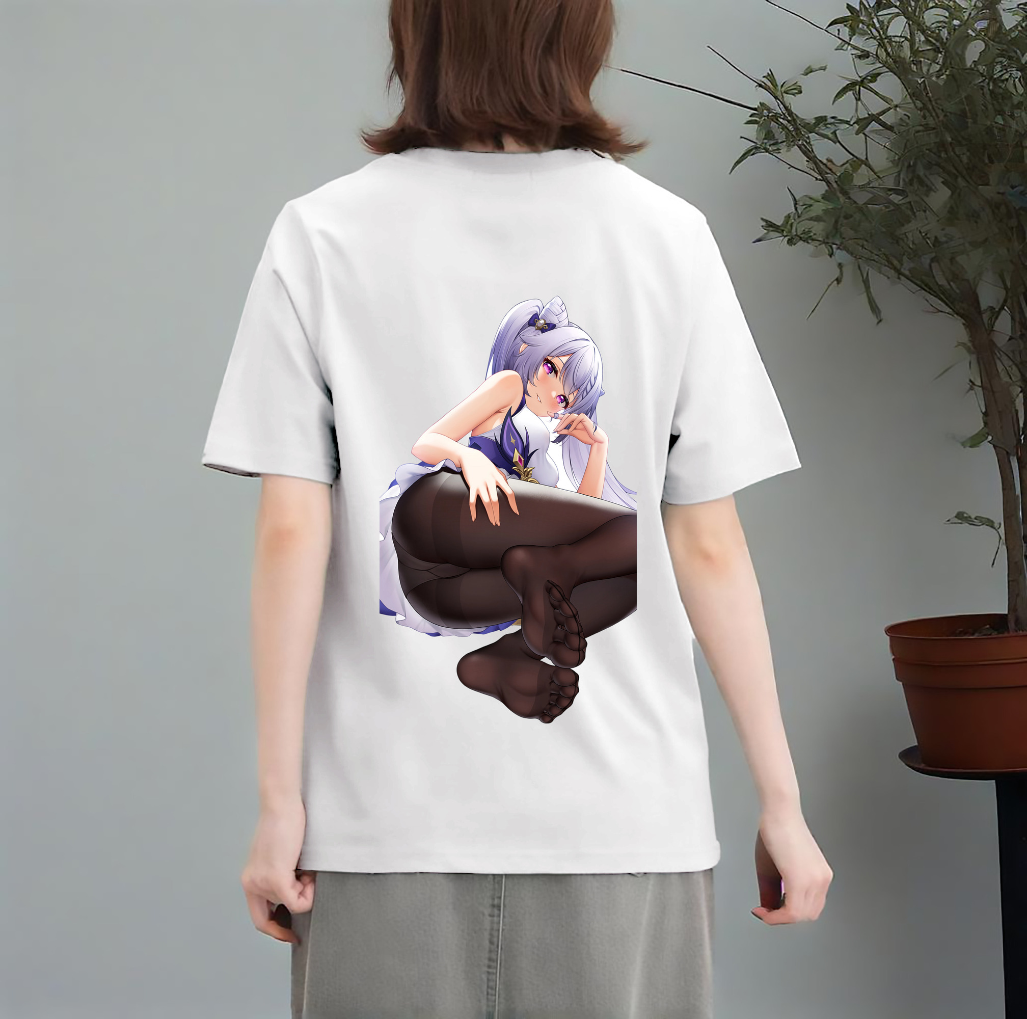 げんし神 刻晴 こくせい genshin Kokusei レディース半袖Tシャツ(バックプリント)