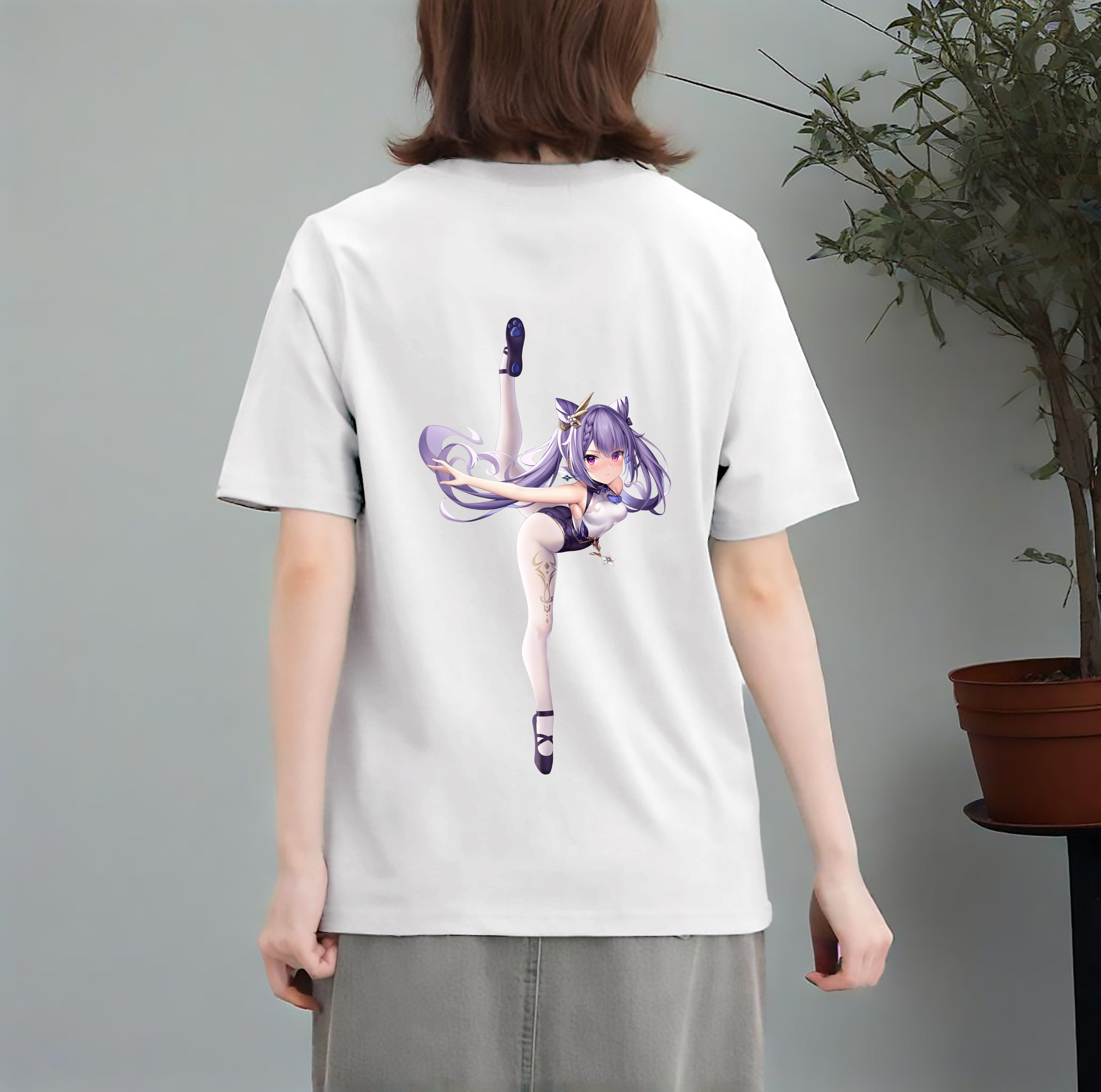 げんし神 刻晴 こくせい genshin Kokusei レディース半袖Tシャツ(バックプリント)