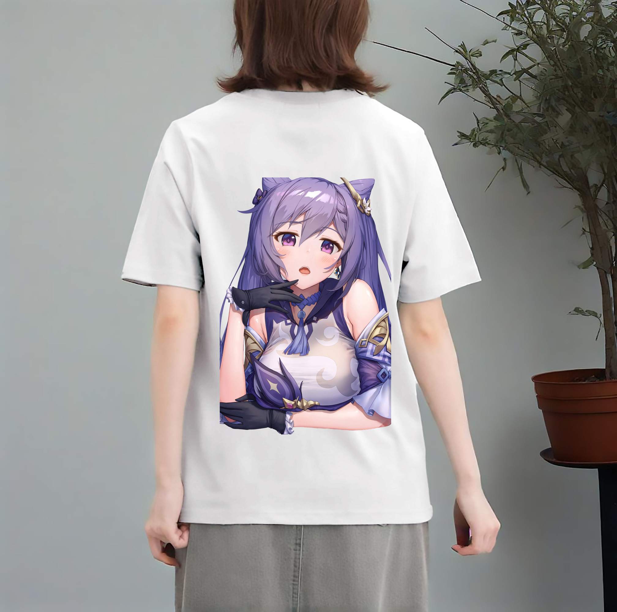 げんし神 刻晴 こくせい genshin Kokusei レディース半袖Tシャツ(バックプリント)