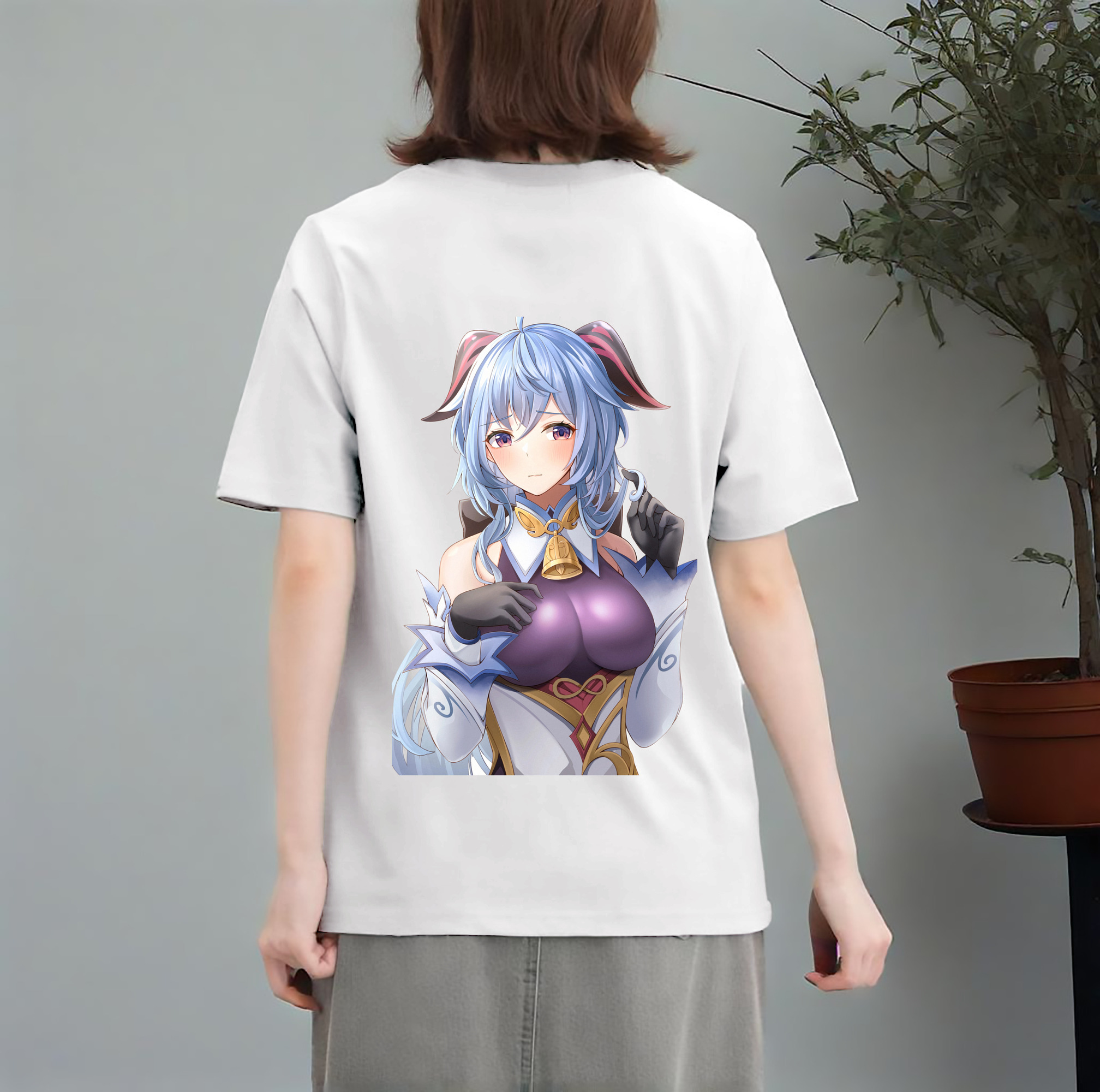 げんし神 甘雨 かんう genshin Ganyu レディース半袖Tシャツ(バックプリント)