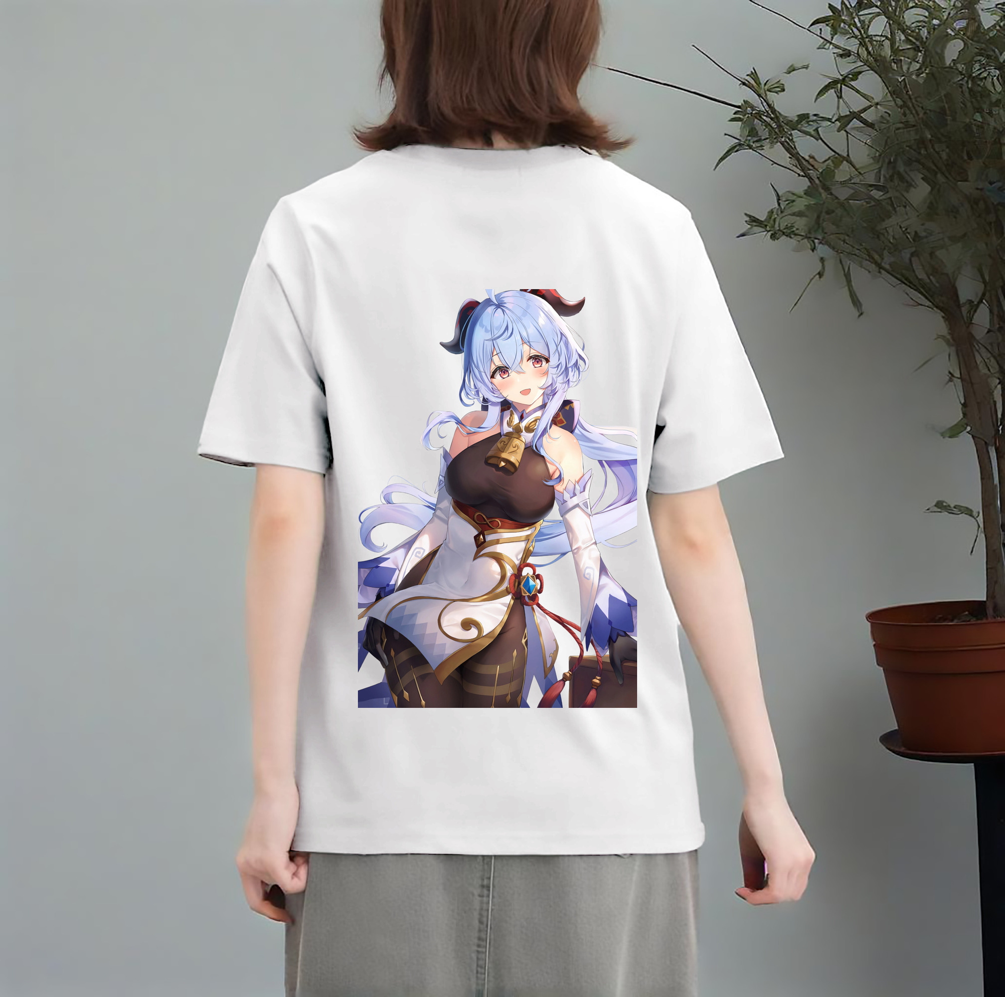 げんし神 甘雨 かんう genshin Ganyu レディース半袖Tシャツ(バックプリント)