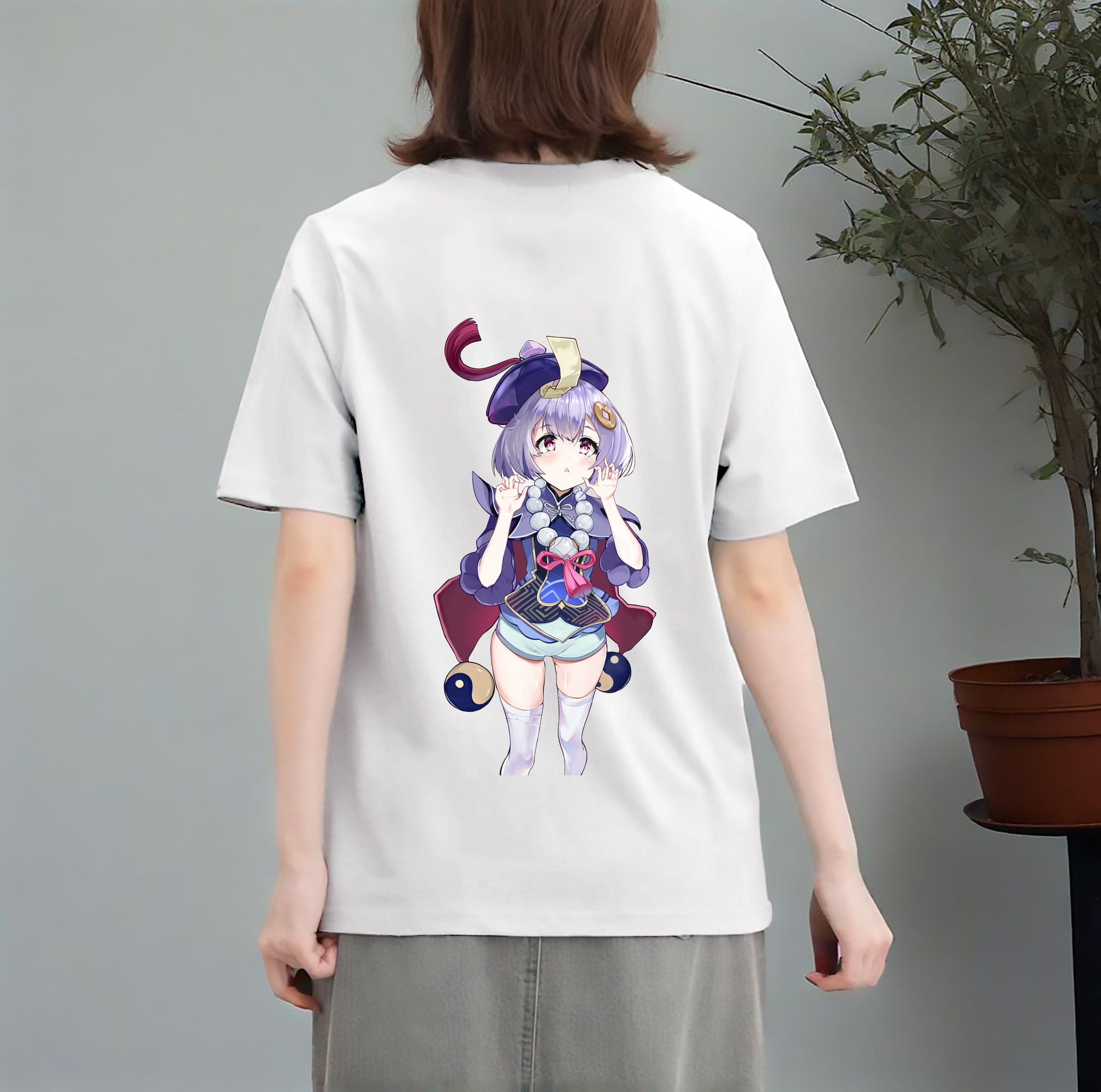 げんし神 七七 なな  genshin Nana レディース半袖Tシャツ(バックプリント)