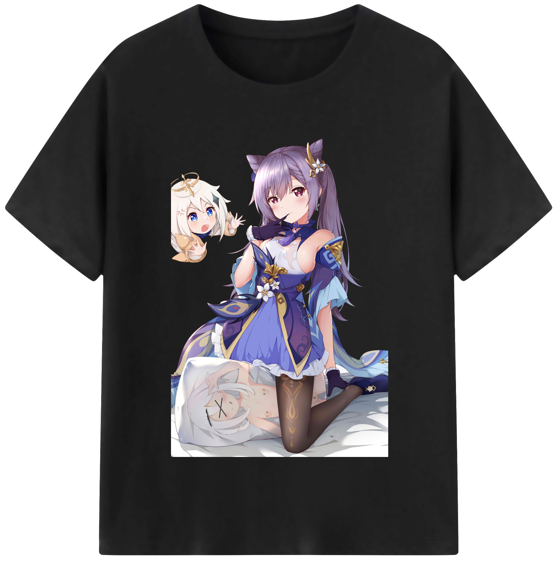 げんし神 刻晴 こくせい genshin Kokusei レディースカジュアルプリントTシャツ（綿100％）