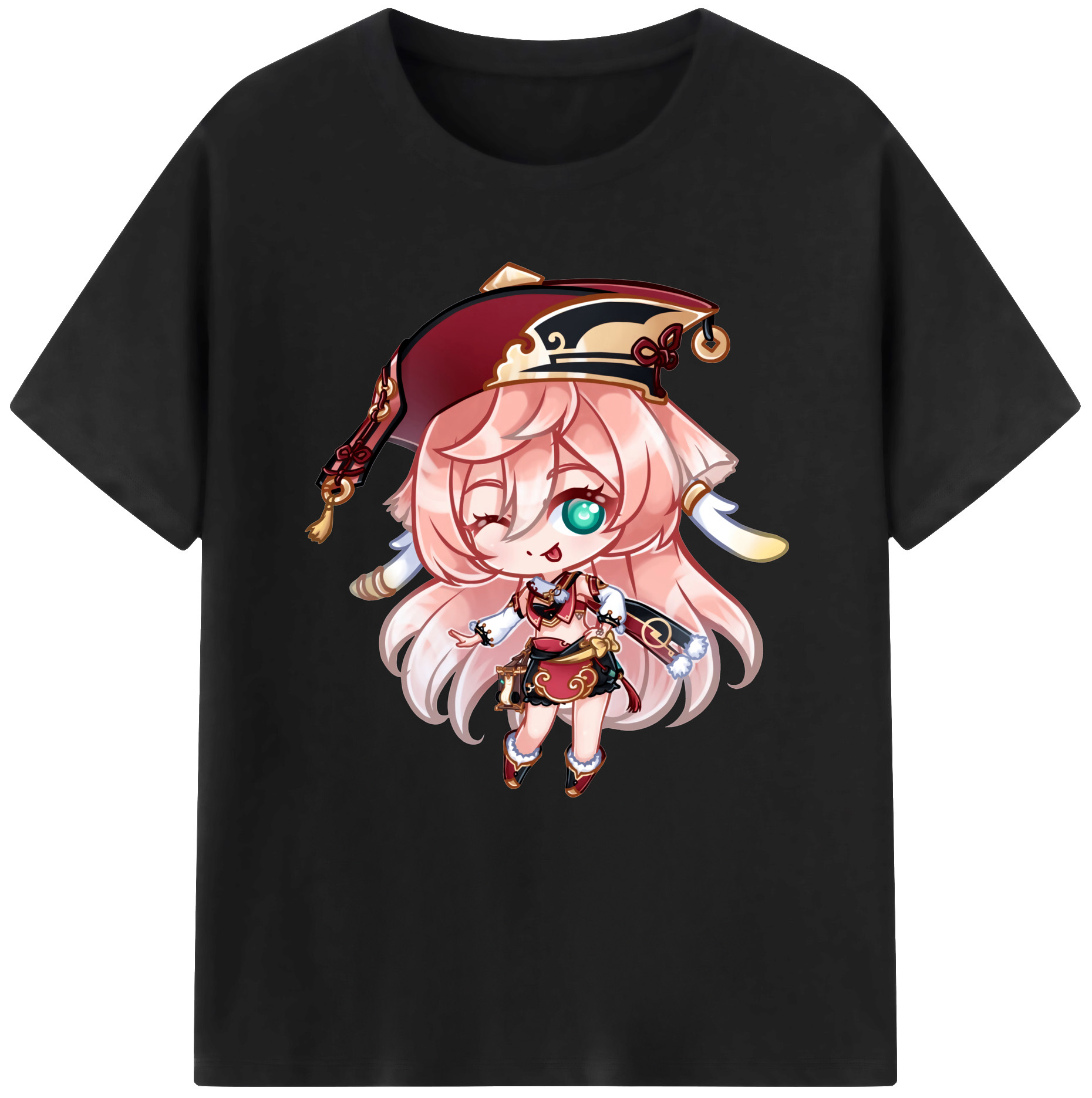 げんし神 ヤンフェイ genshin Yanfei レディースカジュアルプリントTシャツ（綿100％）