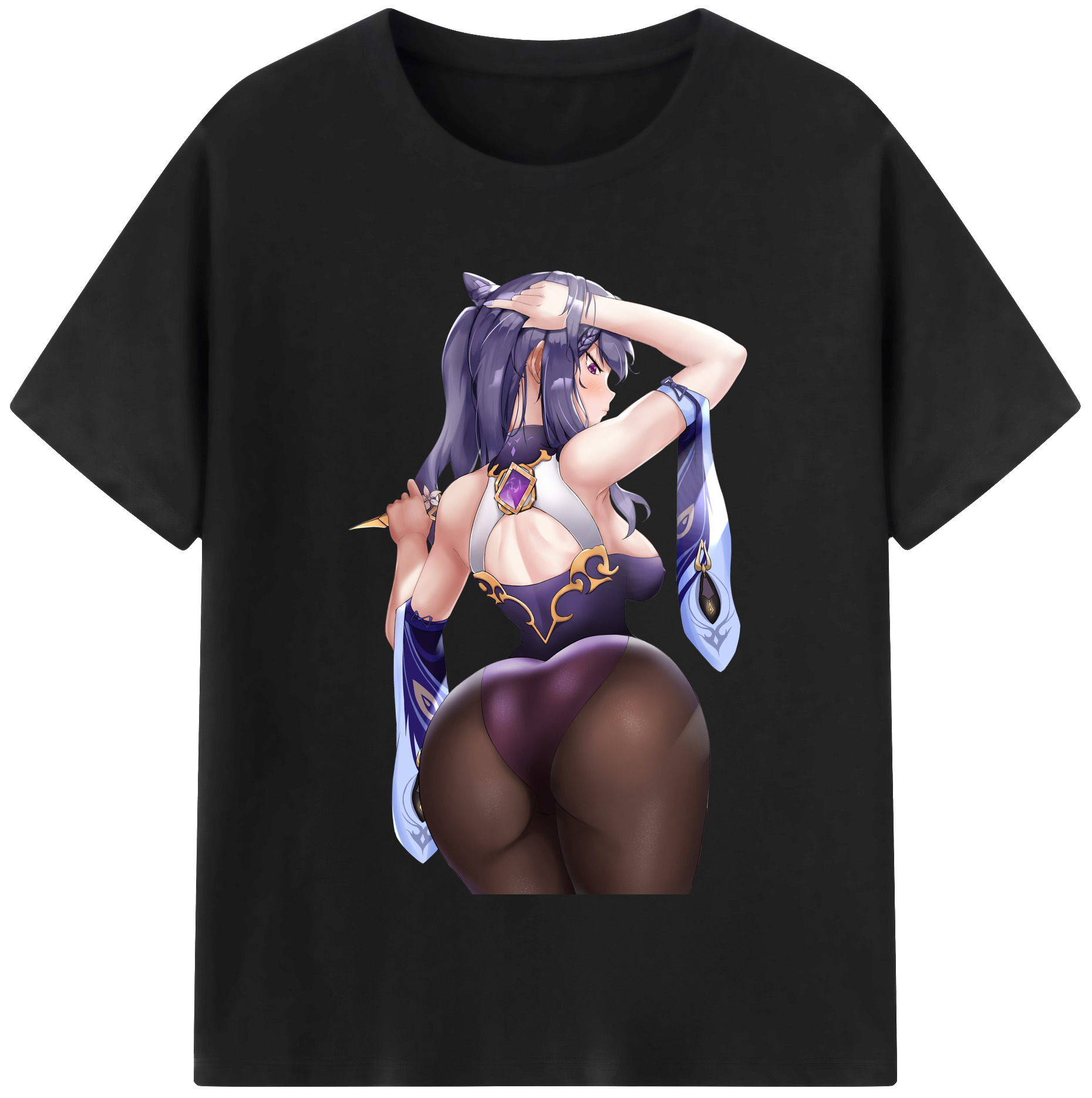 げんし神 刻晴 こくせい genshin Kokusei レディースカジュアルプリントTシャツ（綿100％）