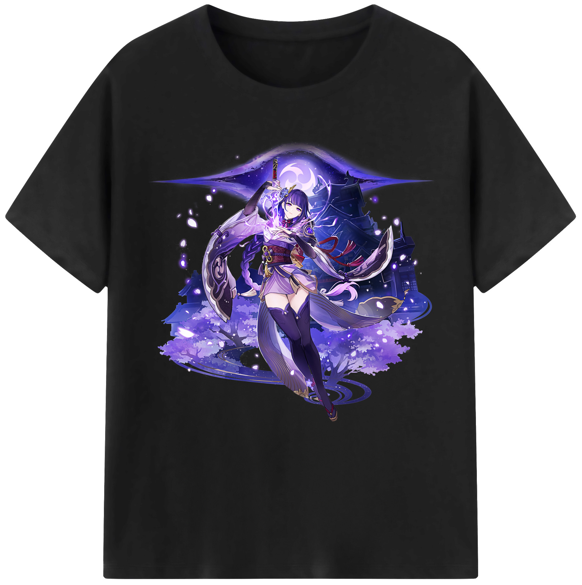 げんし神 雷電将軍 らいでんしょうぐん genshin Raiden Shogun レディースカジュアルプリントTシャツ（綿100％）