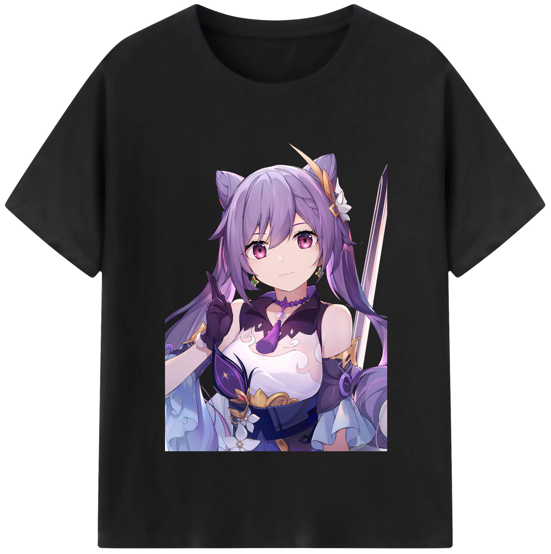げんし神 刻晴 こくせい genshin Kokusei レディースカジュアルプリントTシャツ（綿100％）