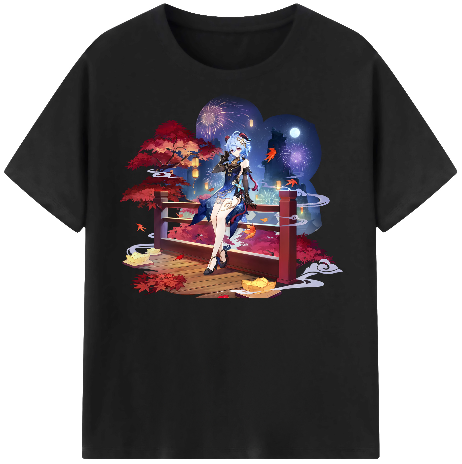 げんし神 甘雨 かんう genshin Ganyu レディースカジュアルプリントTシャツ（綿100％）