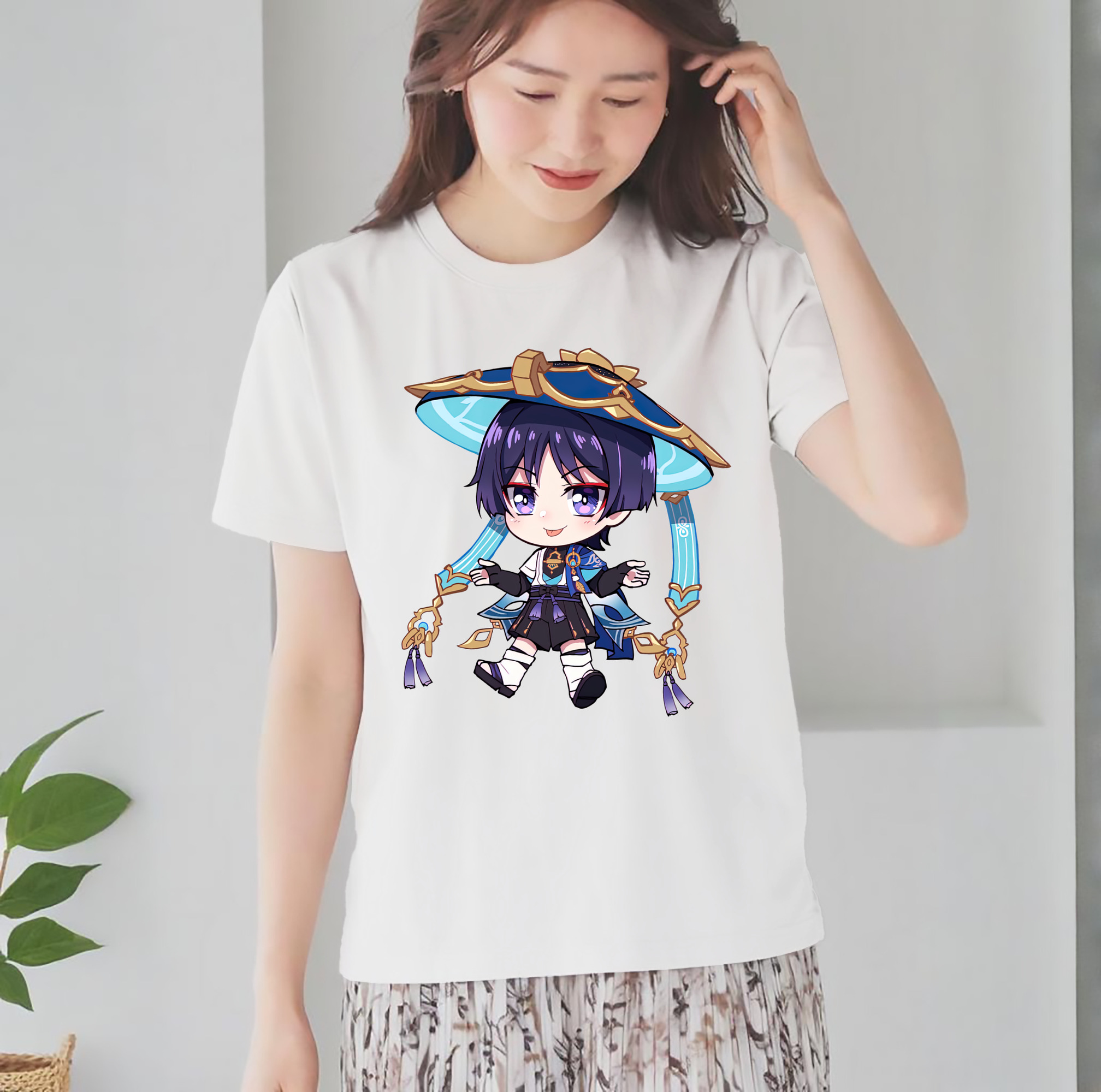 げんし神 さんペい genshin Sanpei レディースカジュアルプリントTシャツ（綿100％）