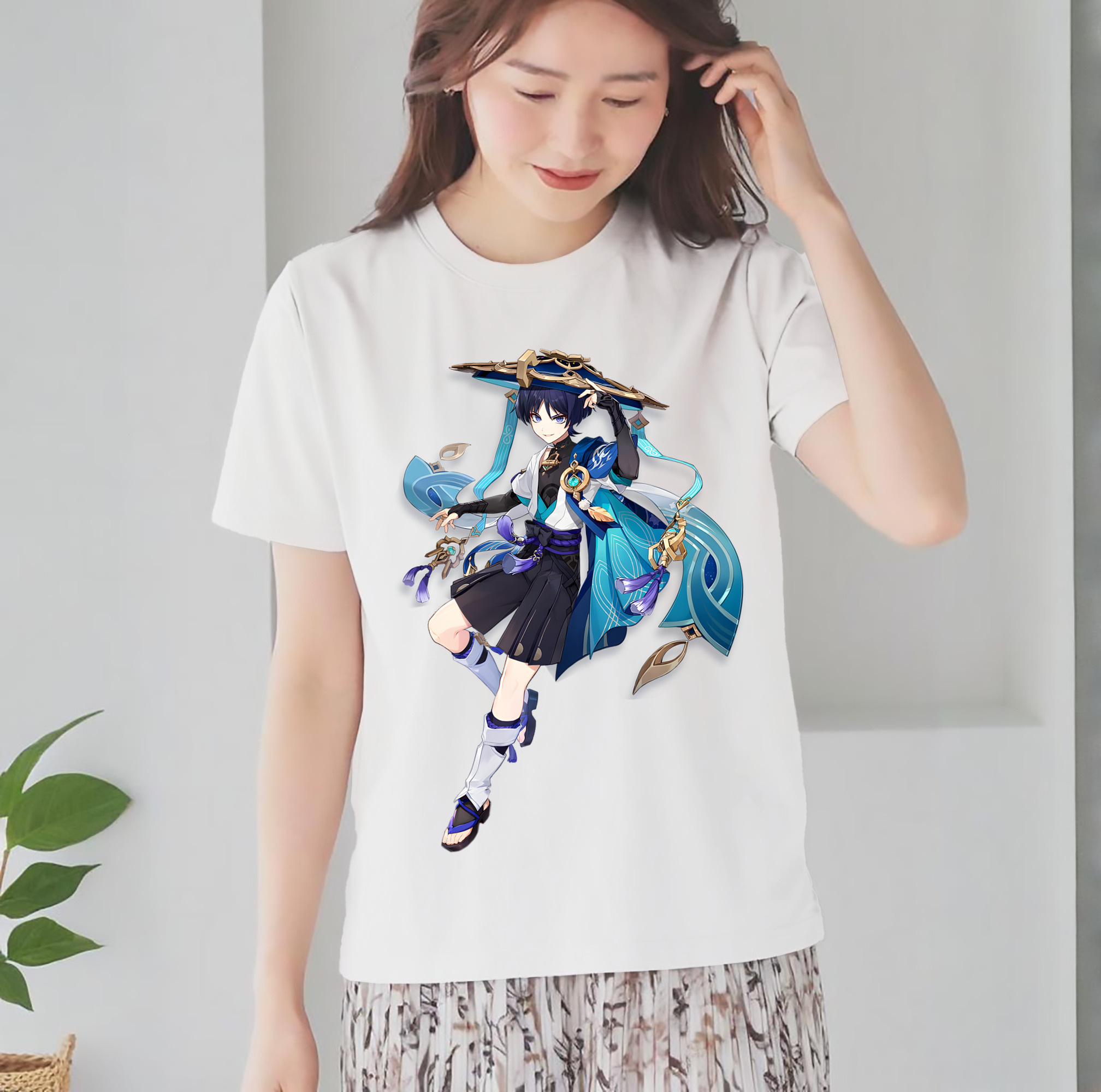 げんし神 さんペい genshin Sanpei レディースカジュアルプリントTシャツ（綿100％）