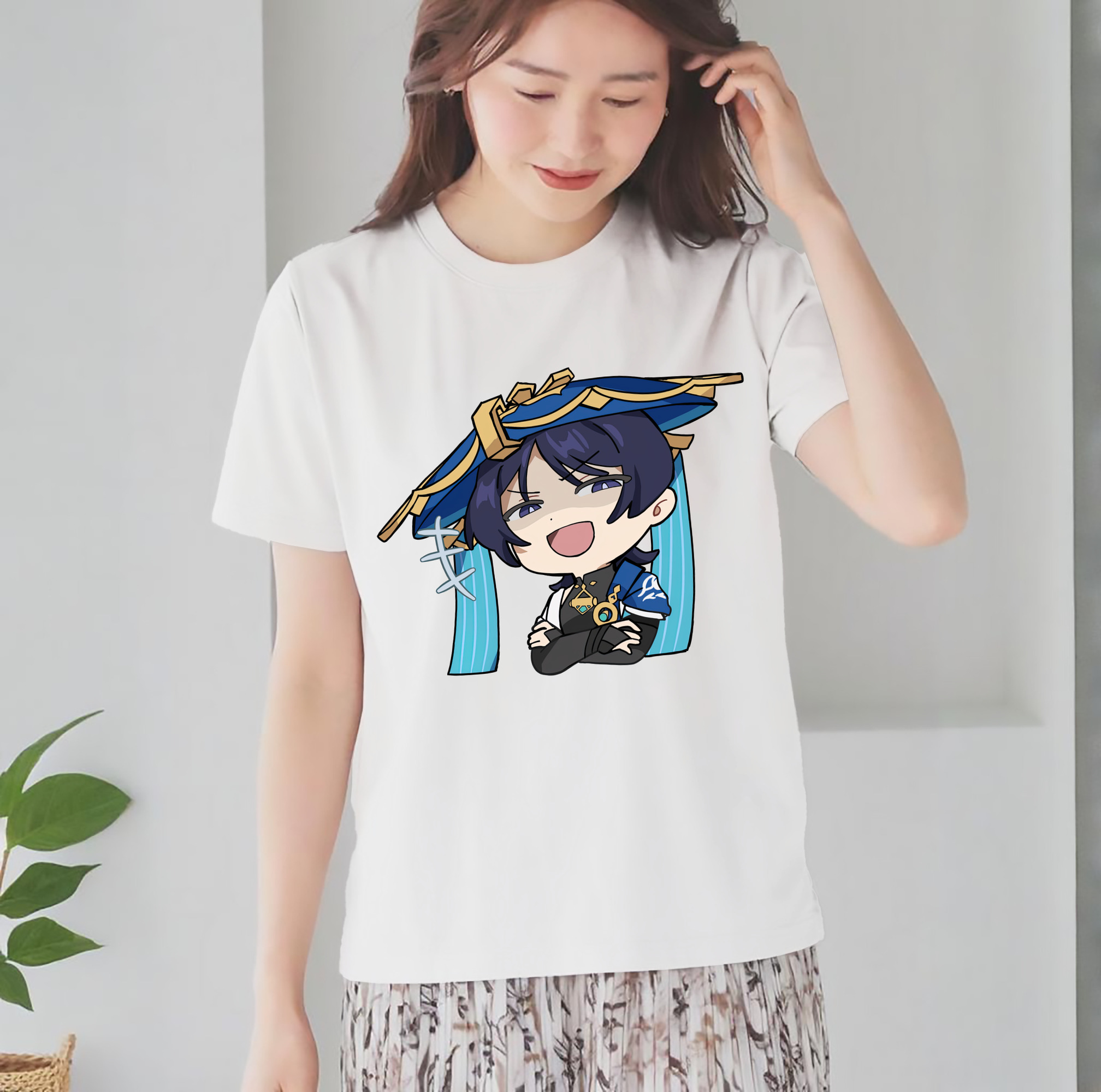 げんし神 さんペい genshin Sanpei レディースカジュアルプリントTシャツ（綿100％）