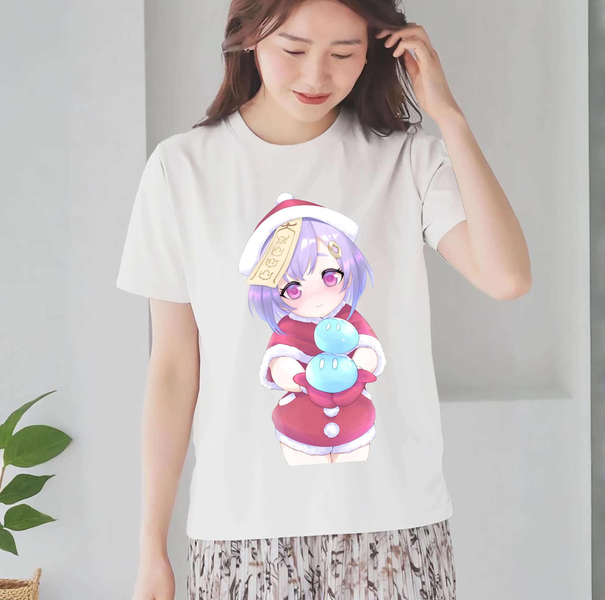 げんし神 七七 なな  genshin Nana レディースカジュアルプリントTシャツ（綿100％）