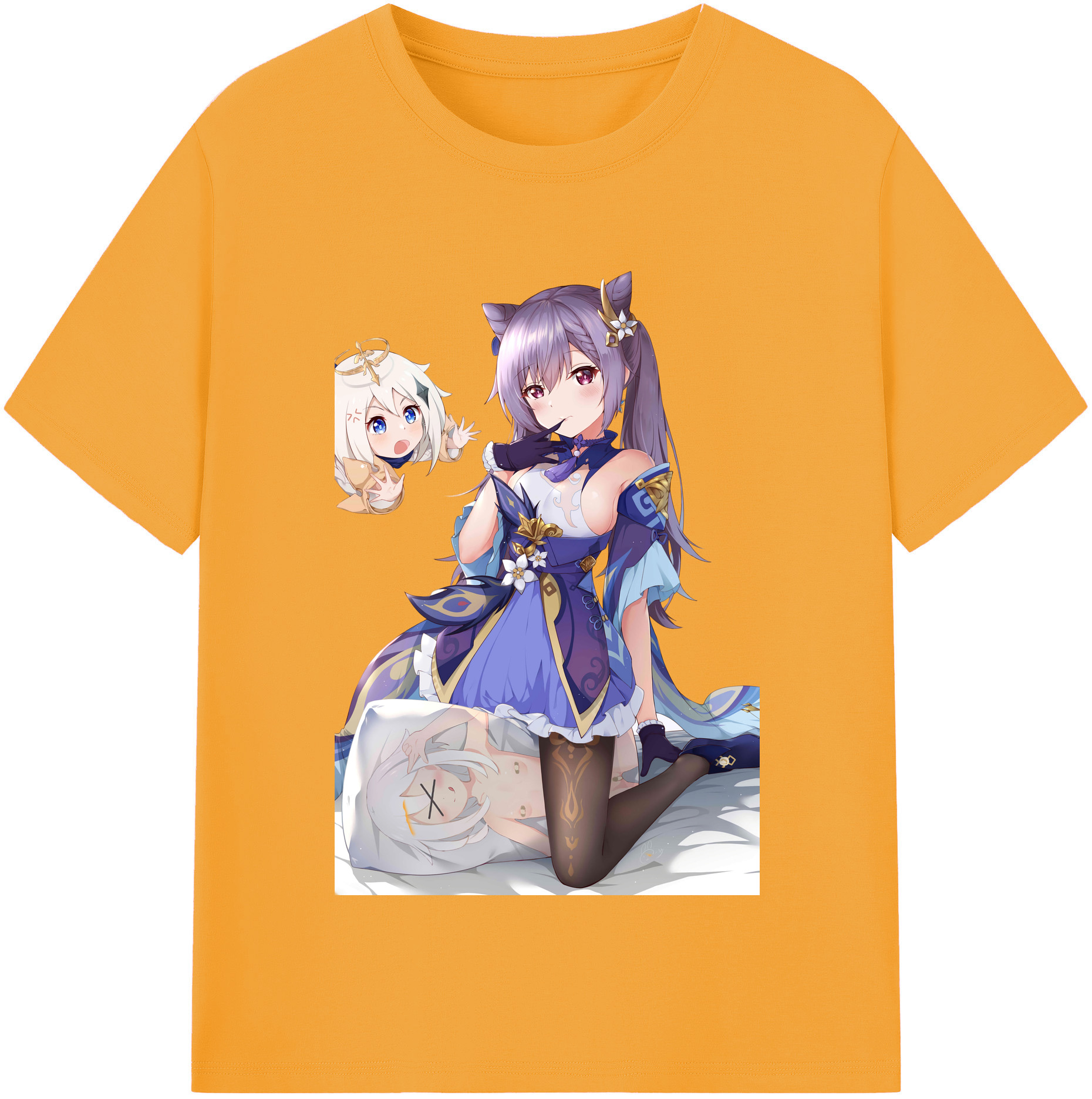 げんし神 刻晴 こくせい genshin Kokusei レディースカジュアルプリントTシャツ（綿100％）