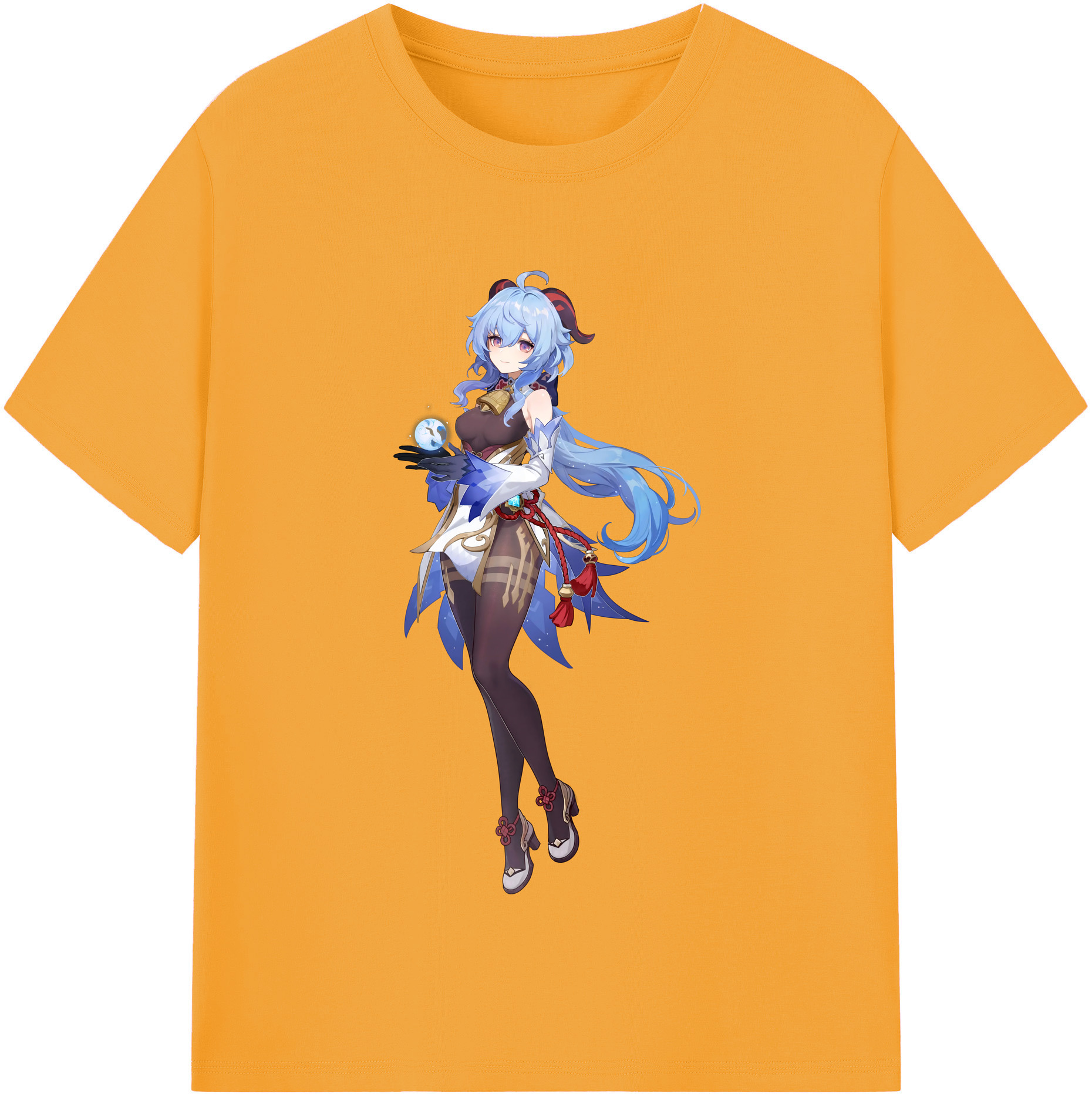 げんし神 甘雨 かんう genshin Ganyu レディースカジュアルプリントTシャツ（綿100％）