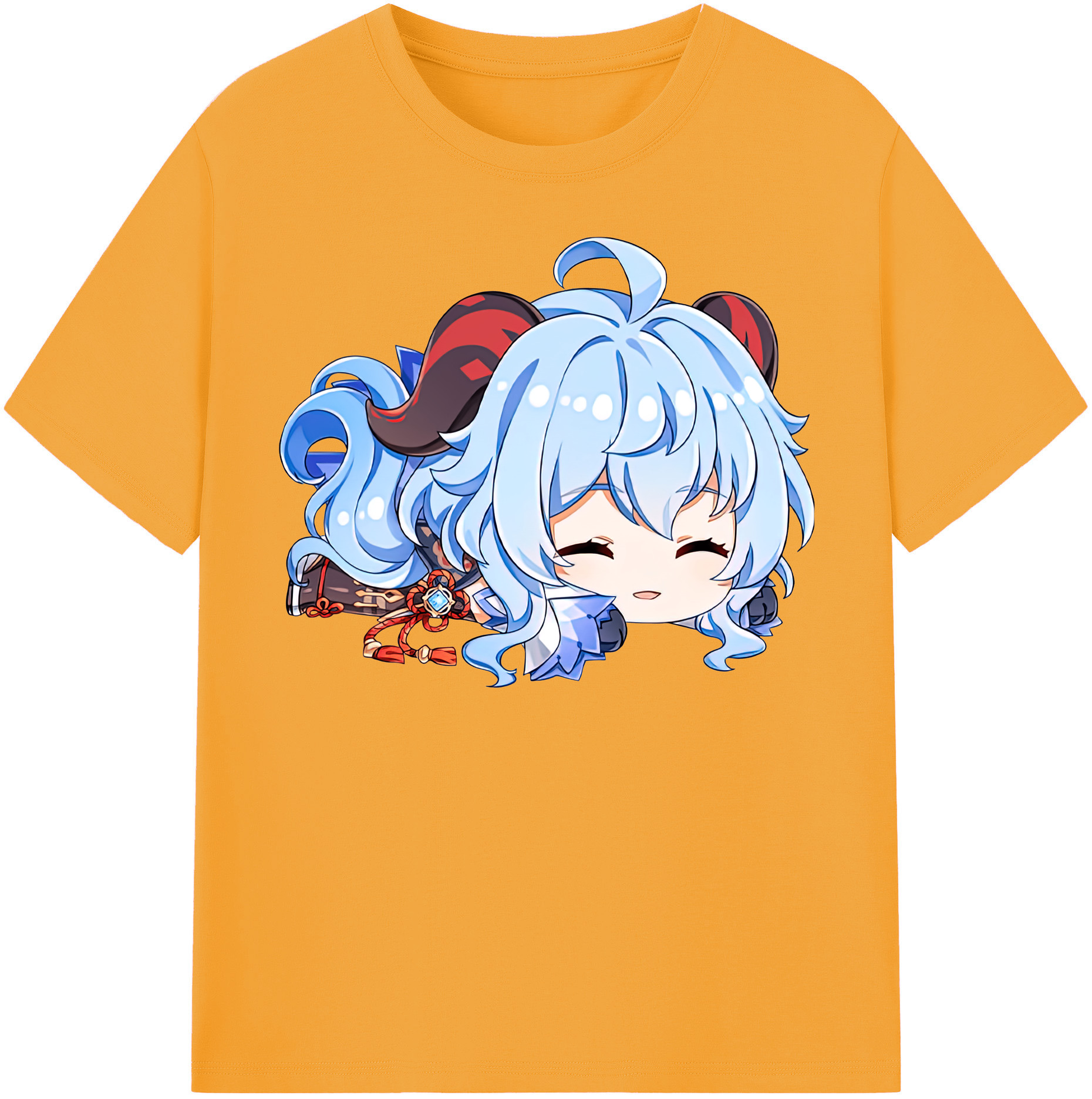 げんし神 甘雨 かんう genshin Ganyu レディースカジュアルプリントTシャツ（綿100％）