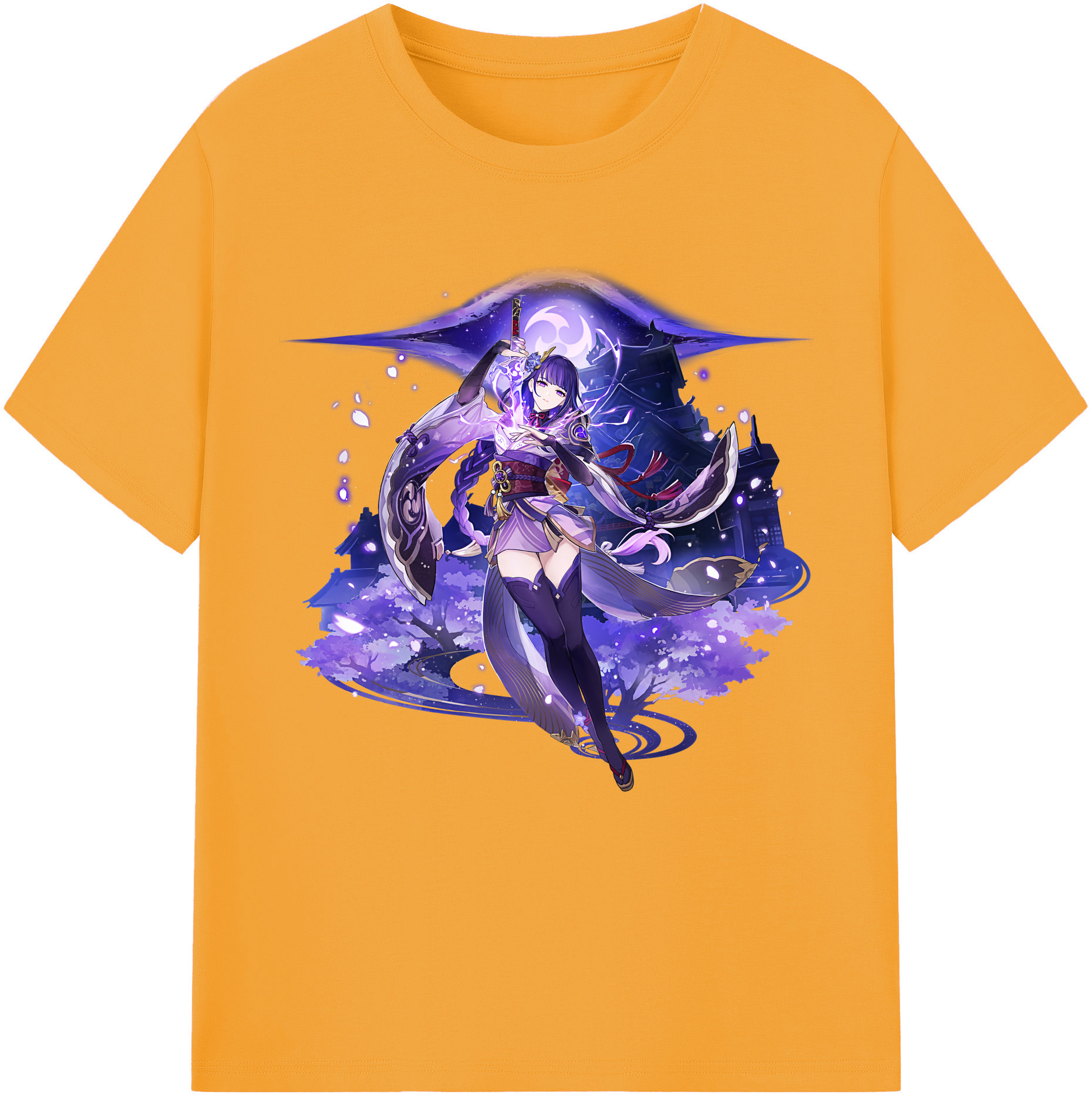 げんし神 雷電将軍 らいでんしょうぐん genshin Raiden Shogun レディースカジュアルプリントTシャツ（綿100％）