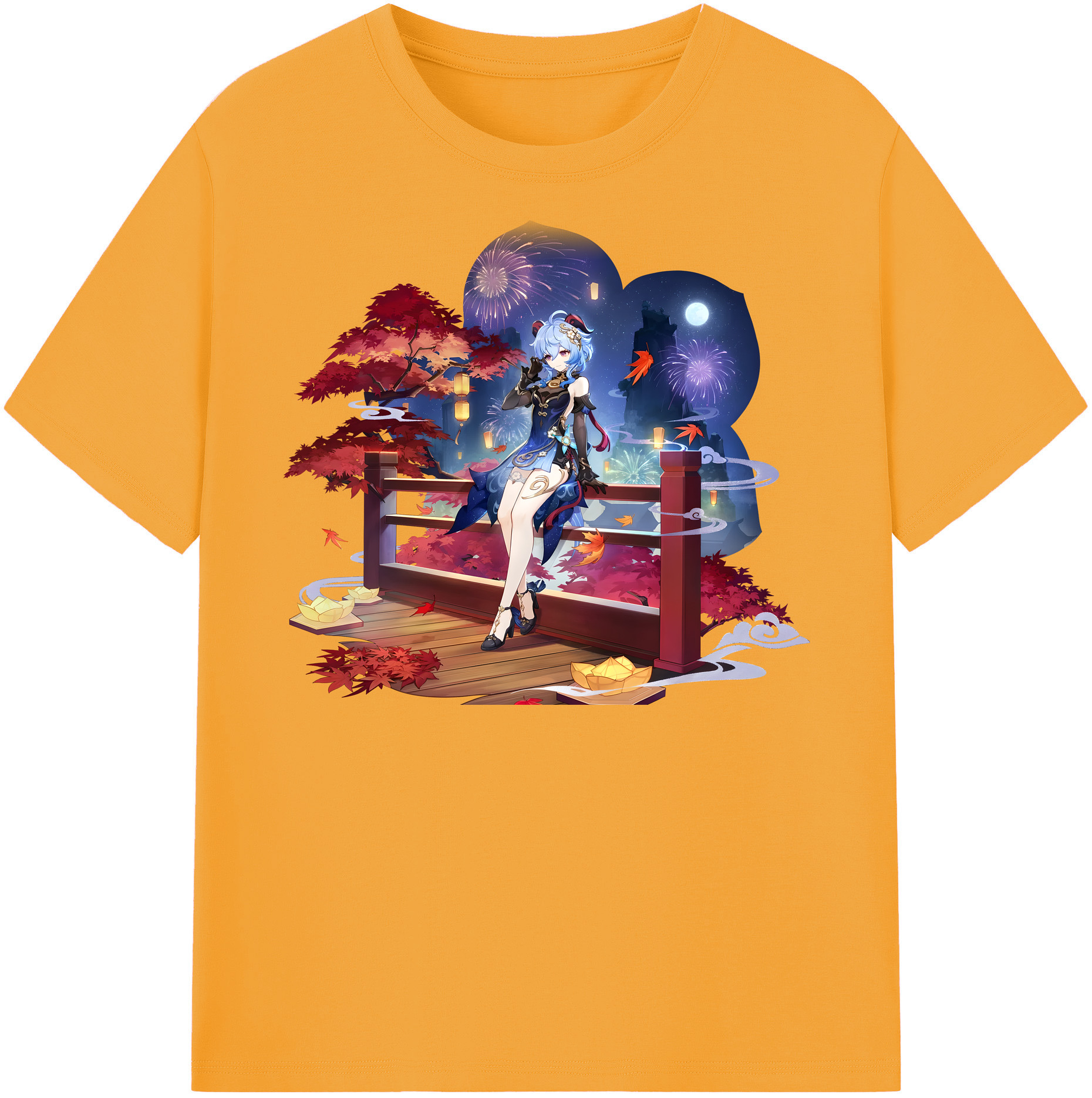 げんし神 甘雨 かんう genshin Ganyu レディースカジュアルプリントTシャツ（綿100％）