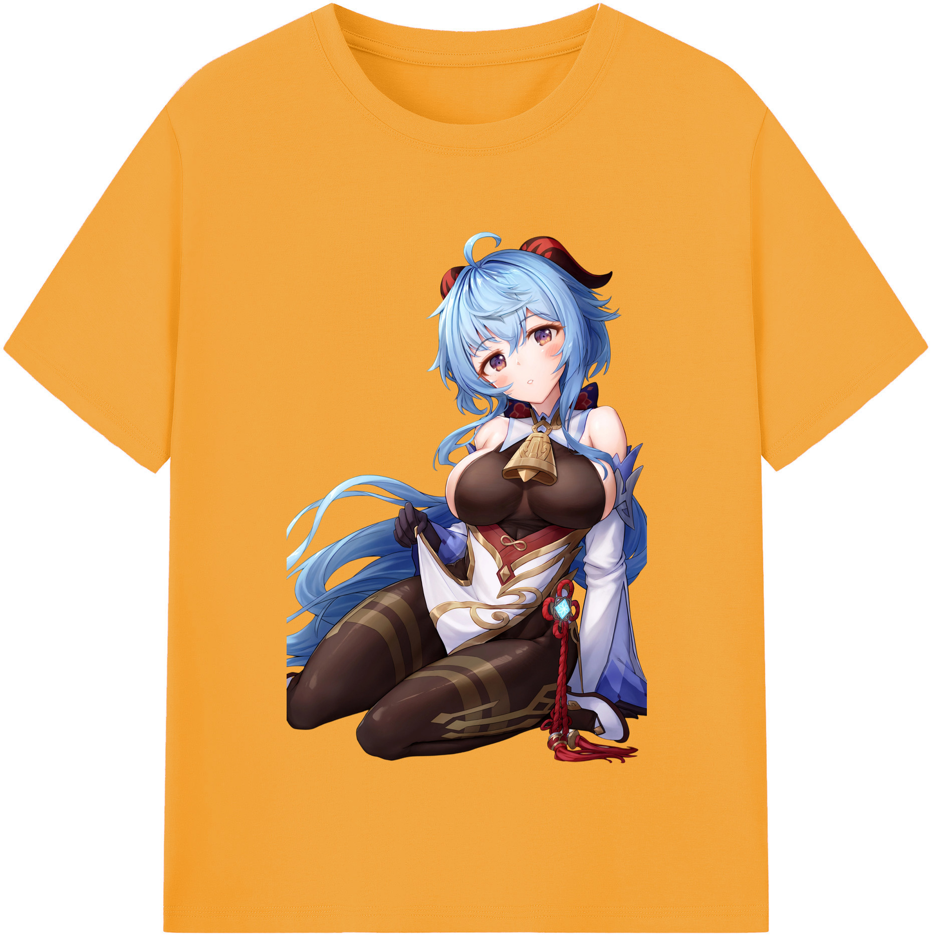 げんし神 甘雨 かんう genshin Ganyu レディースカジュアルプリントTシャツ（綿100％）