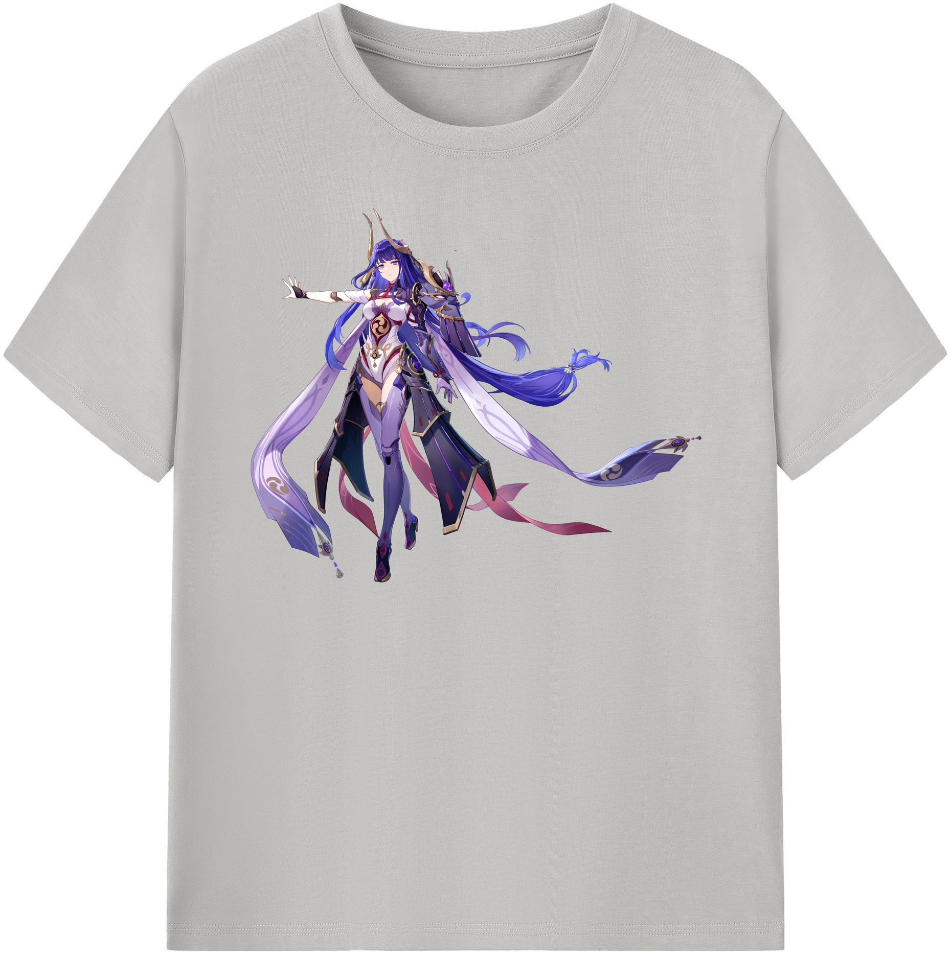 げんし神 雷電将軍 らいでんしょうぐん genshin Raiden Shogun レディースカジュアルプリントTシャツ（綿100％）