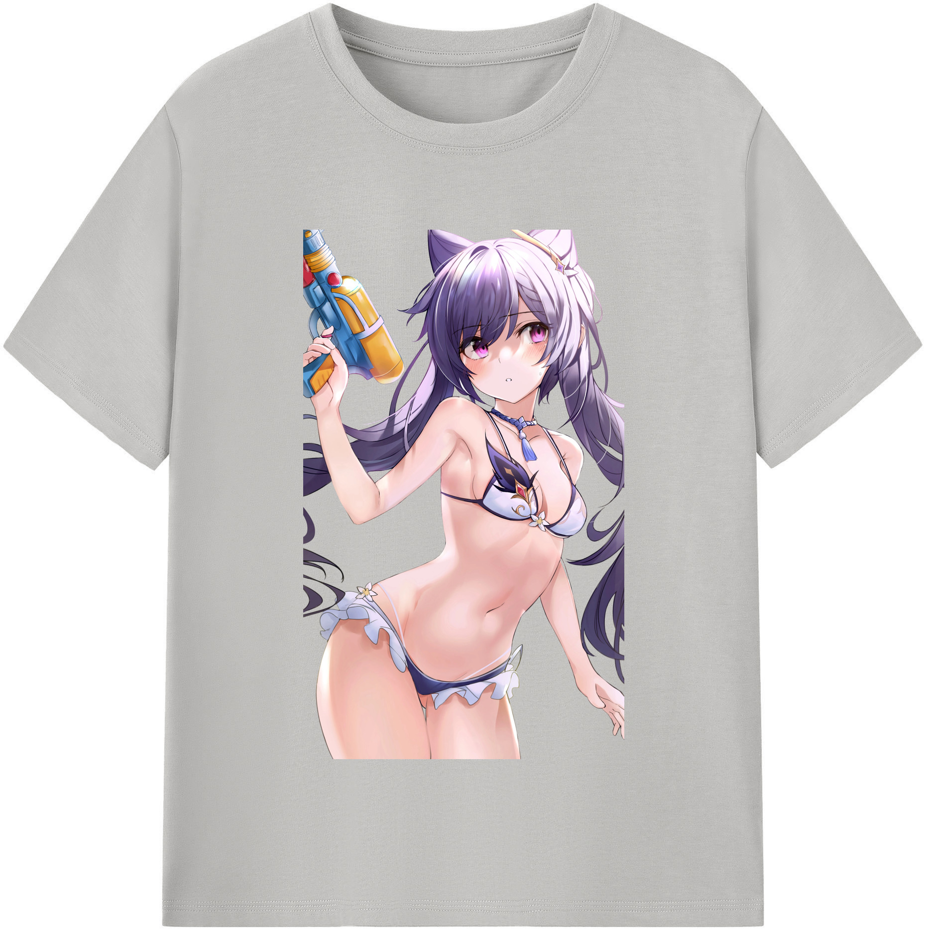 げんし神 刻晴 こくせい genshin Kokusei レディースカジュアルプリントTシャツ（綿100％）