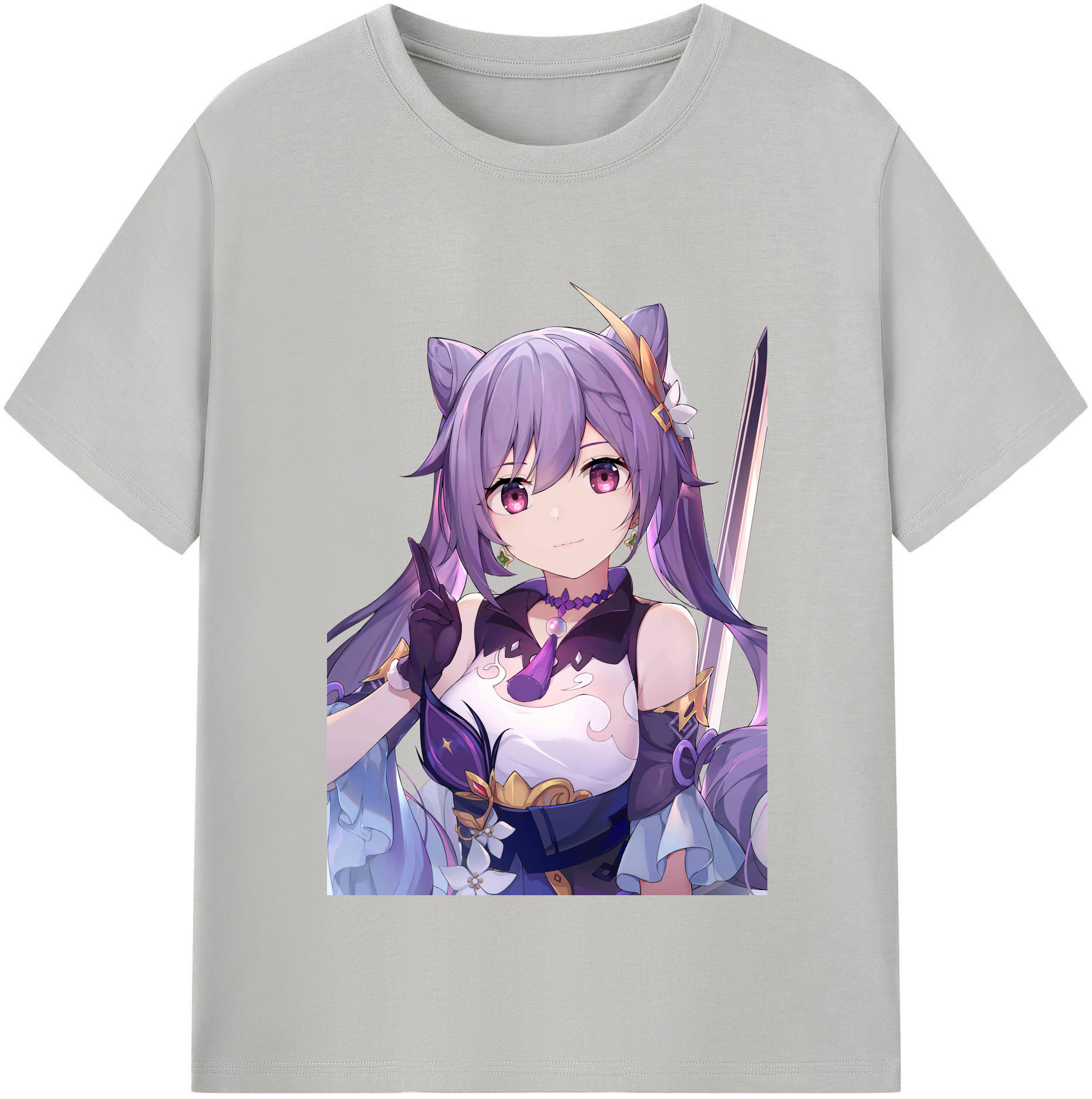 げんし神 刻晴 こくせい genshin Kokusei レディースカジュアルプリントTシャツ（綿100％）