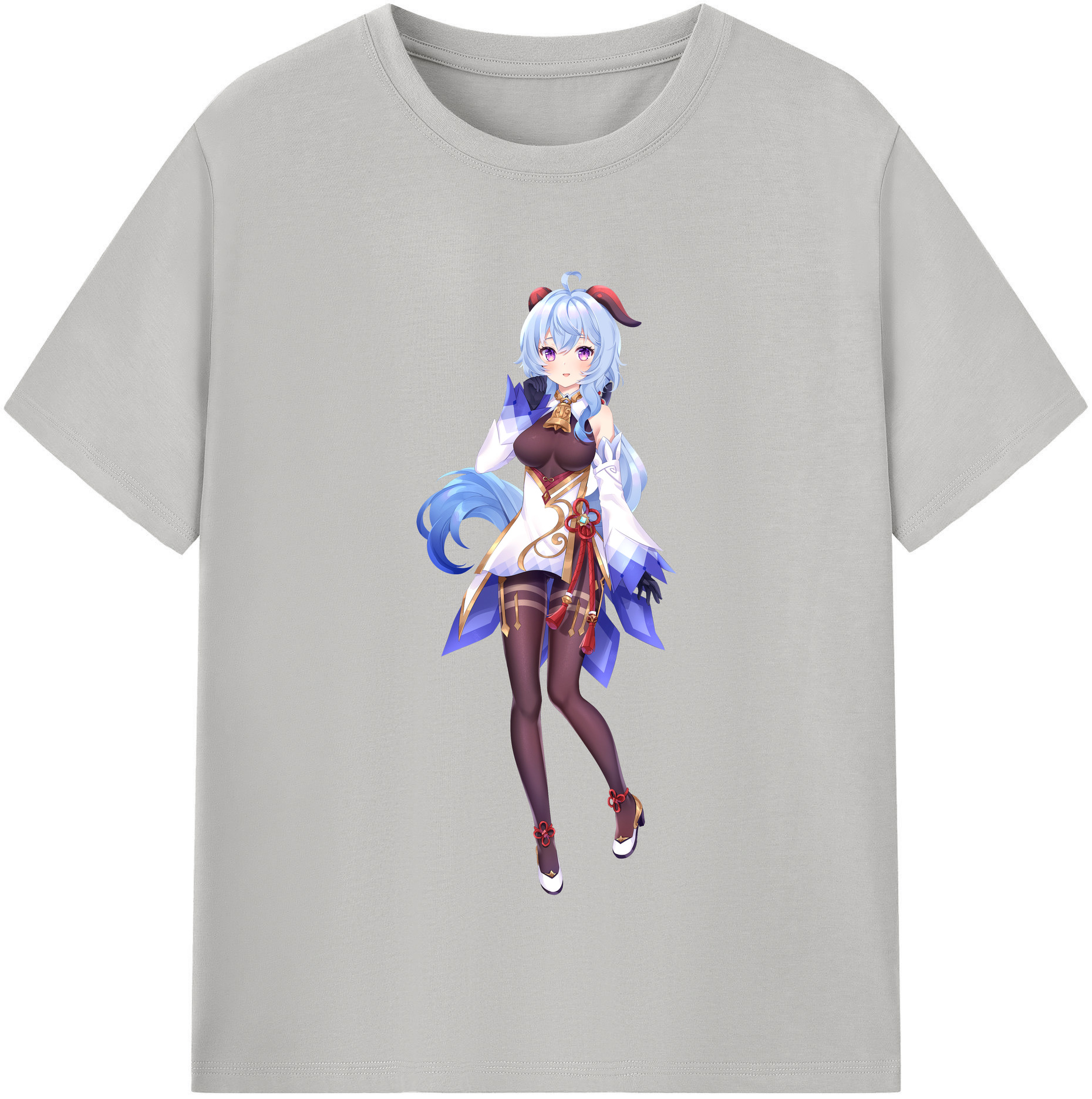 げんし神 甘雨 かんう genshin Ganyu レディースカジュアルプリントTシャツ（綿100％）