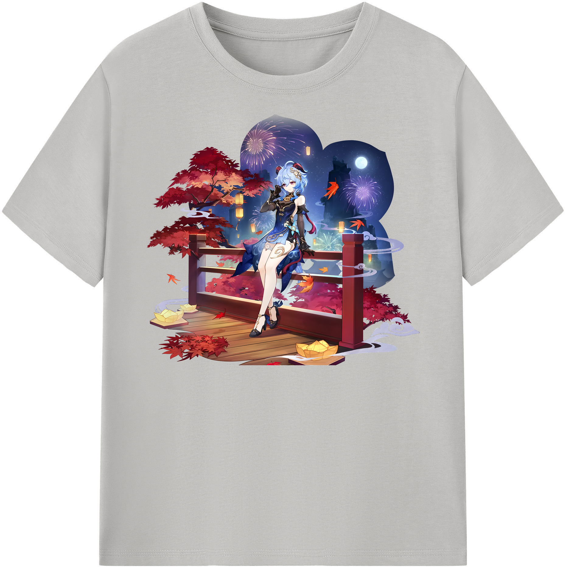 げんし神 甘雨 かんう genshin Ganyu レディースカジュアルプリントTシャツ（綿100％）