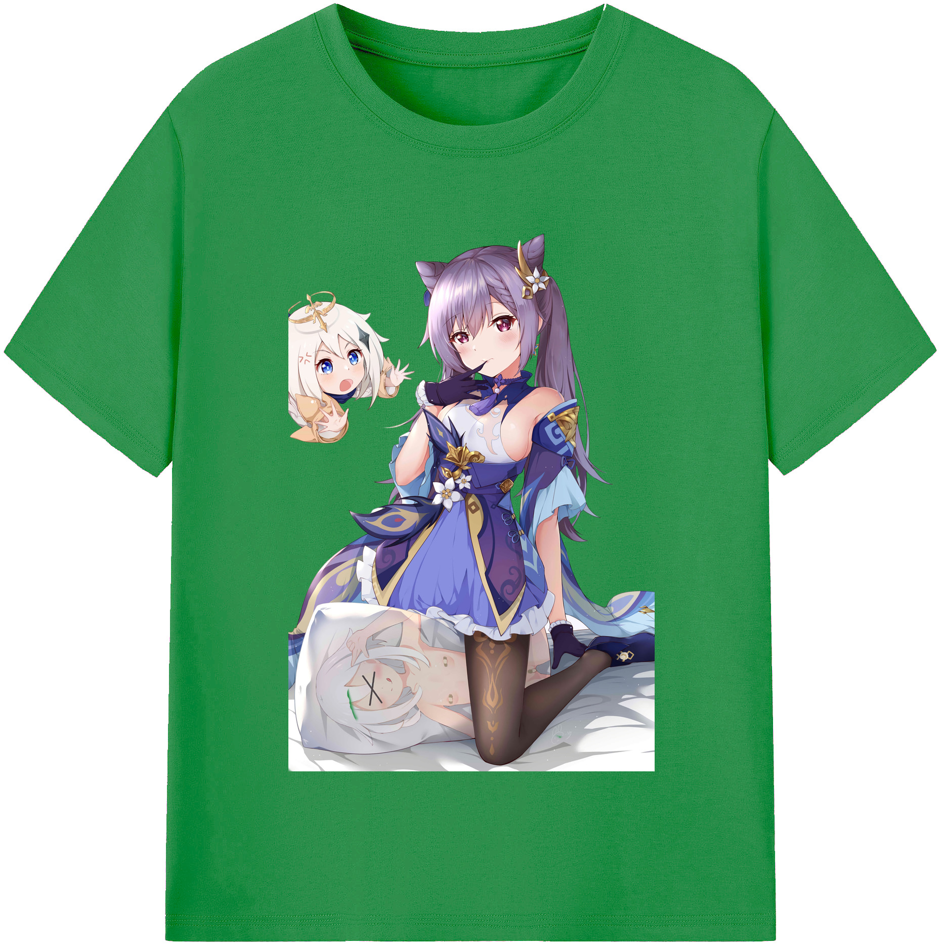 げんし神 刻晴 こくせい genshin Kokusei レディースカジュアルプリントTシャツ（綿100％）