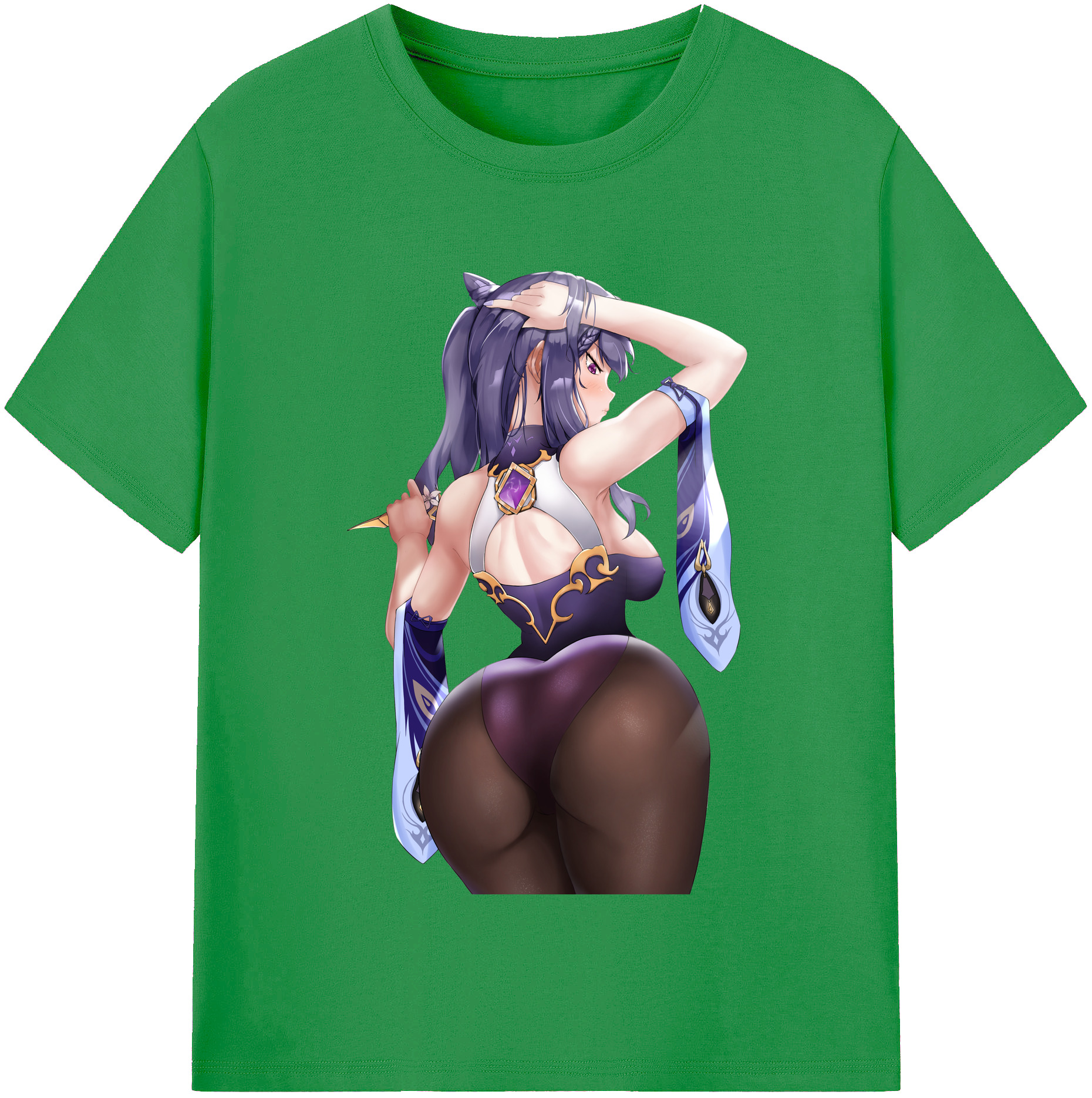 げんし神 刻晴 こくせい genshin Kokusei レディースカジュアルプリントTシャツ（綿100％）