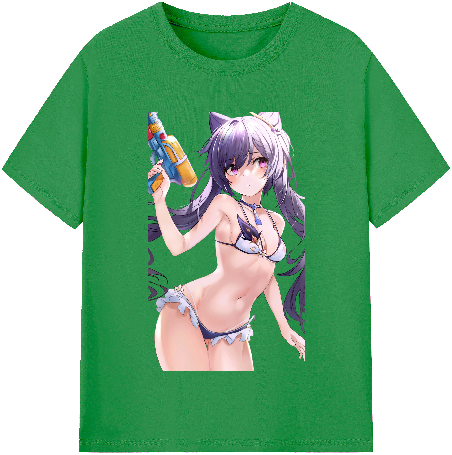げんし神 刻晴 こくせい genshin Kokusei レディースカジュアルプリントTシャツ（綿100％）