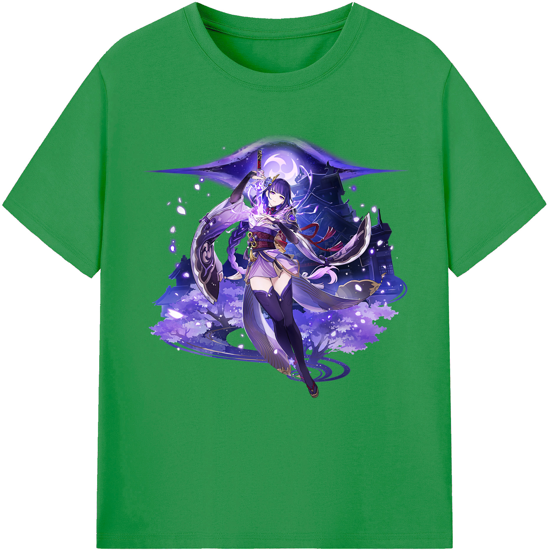 げんし神 雷電将軍 らいでんしょうぐん genshin Raiden Shogun レディースカジュアルプリントTシャツ（綿100％）