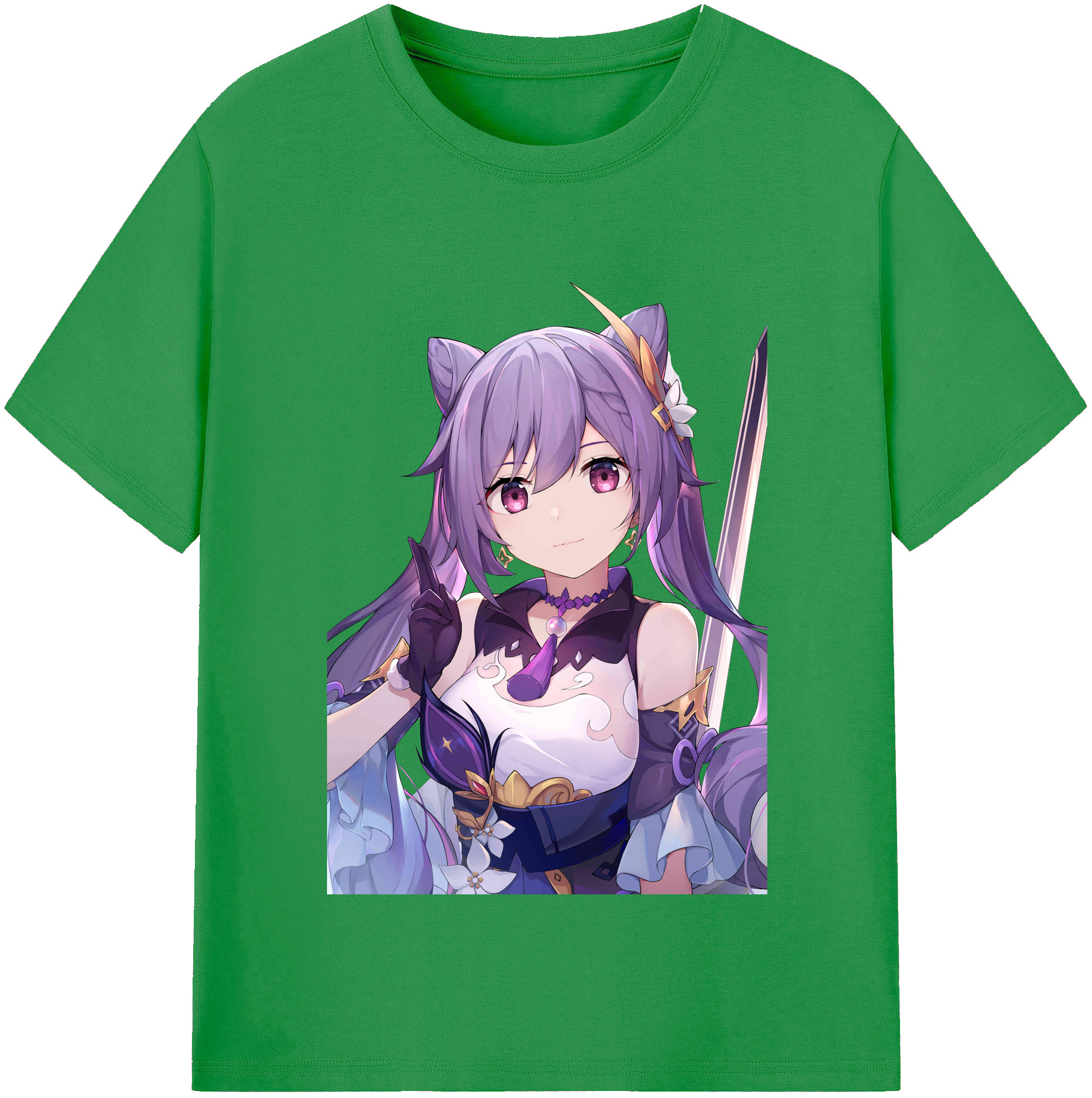 げんし神 刻晴 こくせい genshin Kokusei レディースカジュアルプリントTシャツ（綿100％）