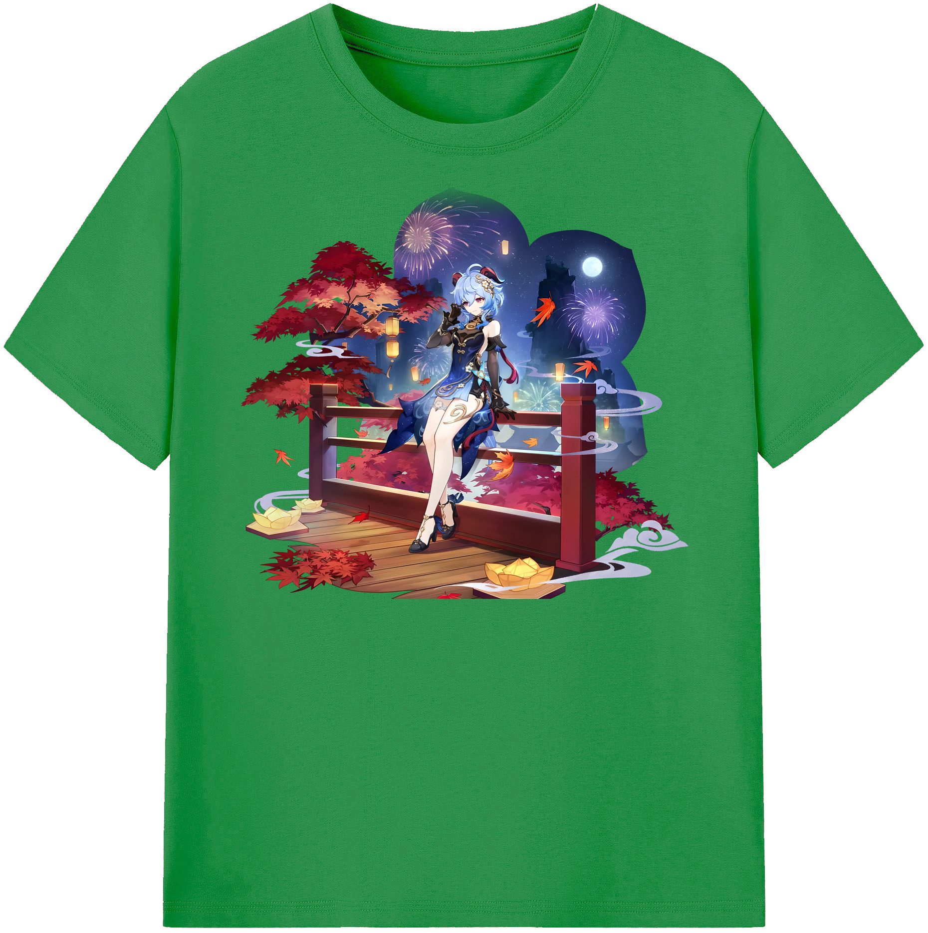 げんし神 甘雨 かんう genshin Ganyu レディースカジュアルプリントTシャツ（綿100％）