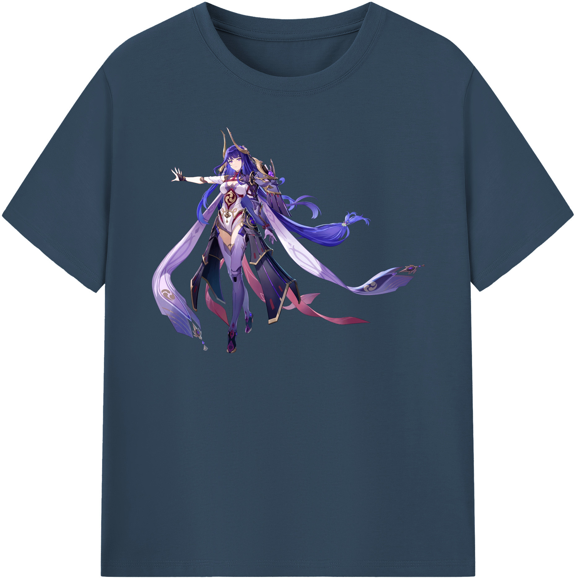 げんし神 雷電将軍 らいでんしょうぐん genshin Raiden Shogun レディースカジュアルプリントTシャツ（綿100％）